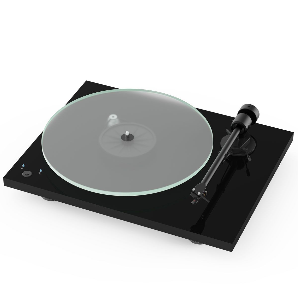 Pro-Ject T1 Phono SB Turntable - angled front view with acrylic platter