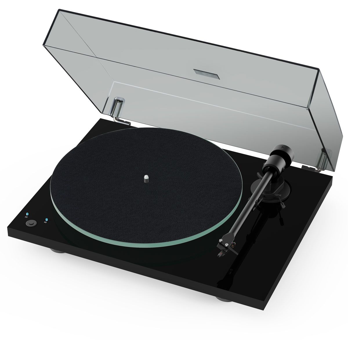 Pro-Ject T1 Phono SB Turntable - angled front view with dustcover