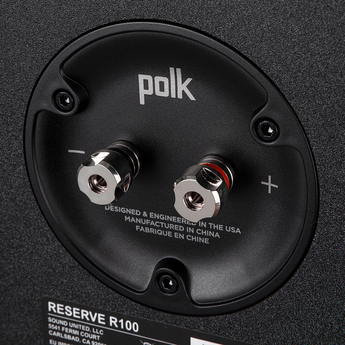 Polk Audio Reserve L100 Bookshelf Speakers, Black, cable binding ports