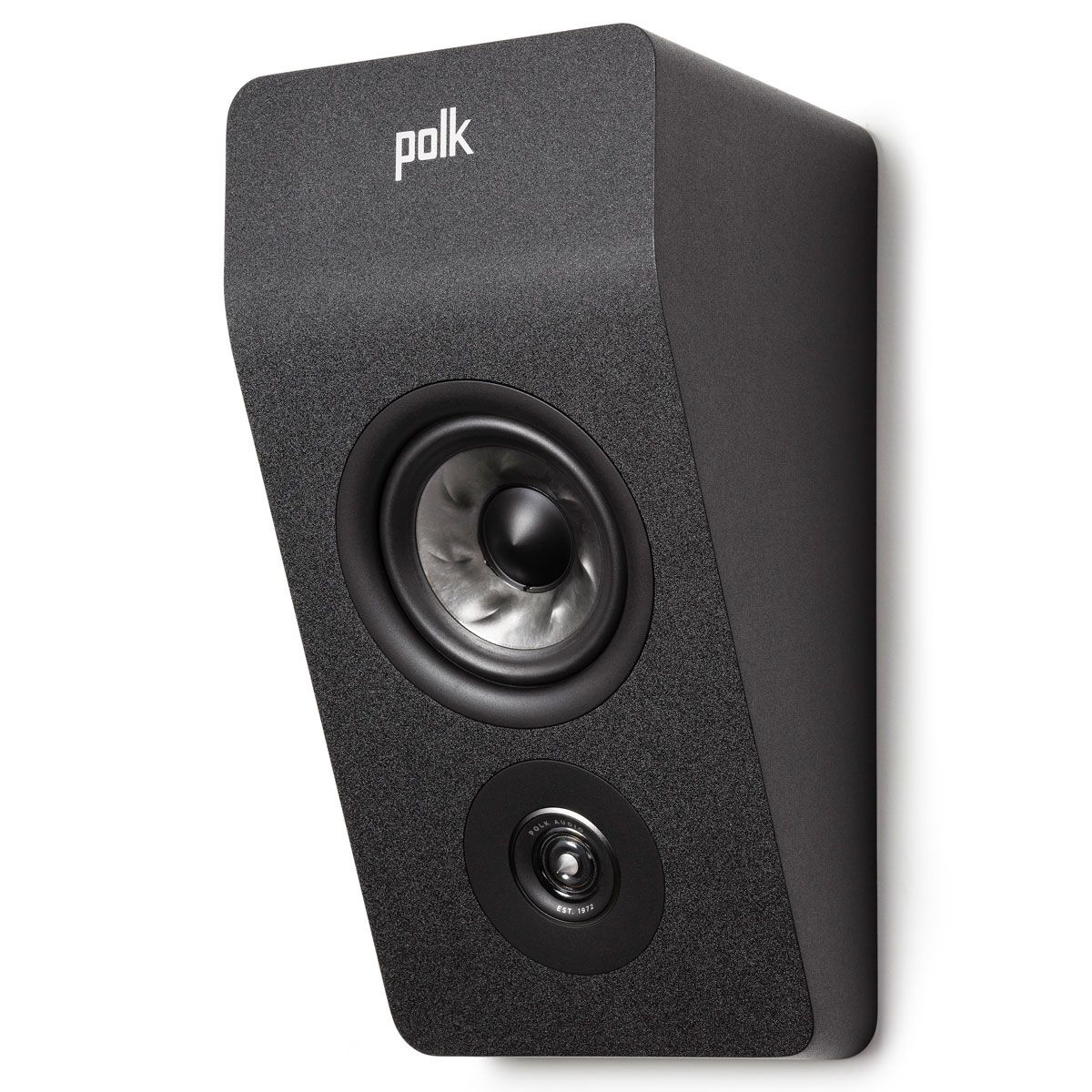 Polk Audio Reserve L900 Height Module Speakers, Black, mounted on wall