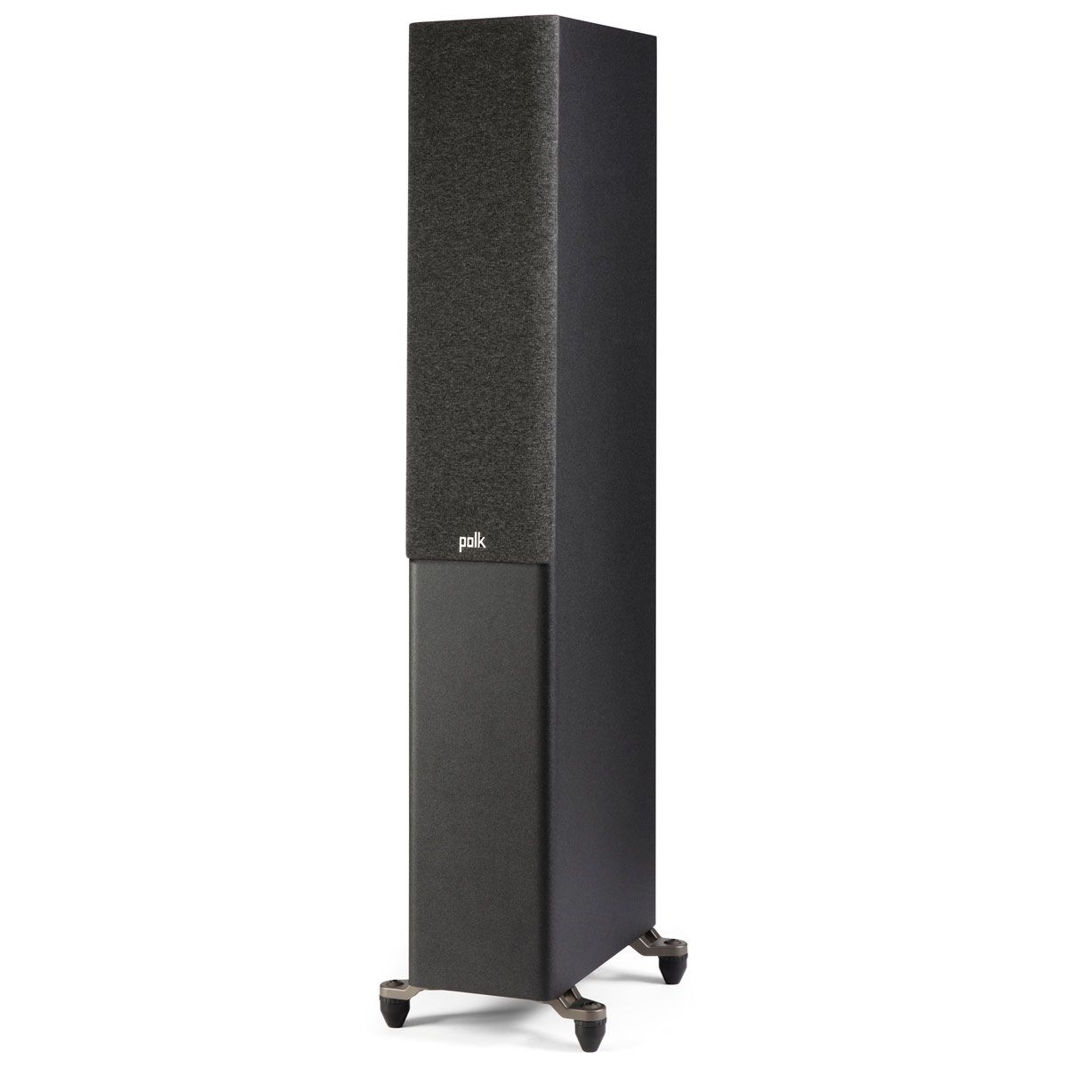 Polk Audio Reference R500 Floorstanding Speaker, Black, front left angle with grille