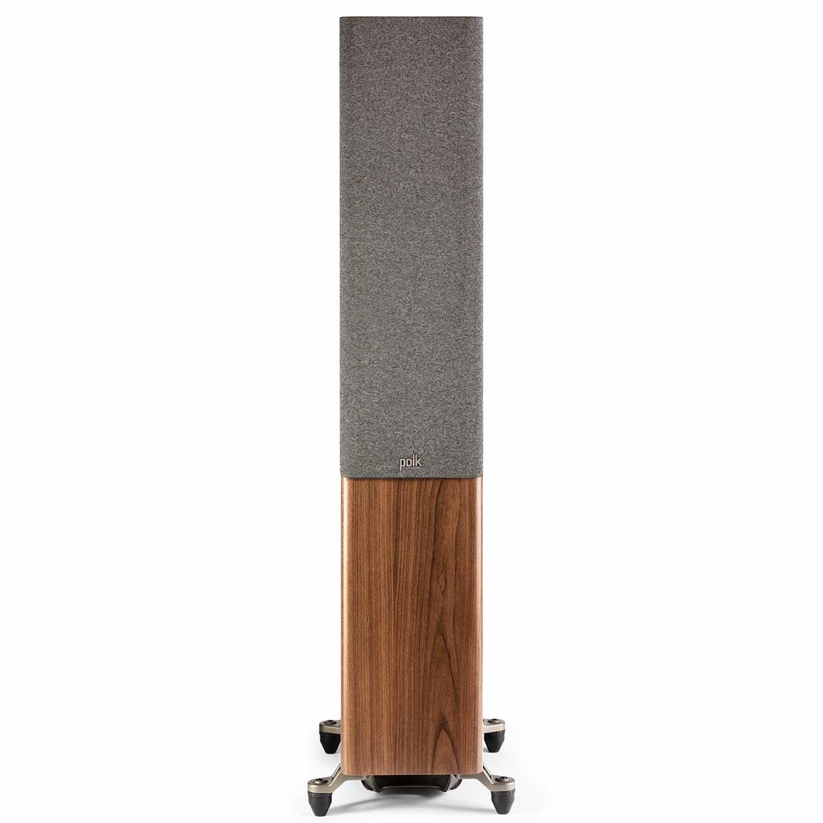 Polk R600 Floorstanding Speaker, Walnut, front with grille