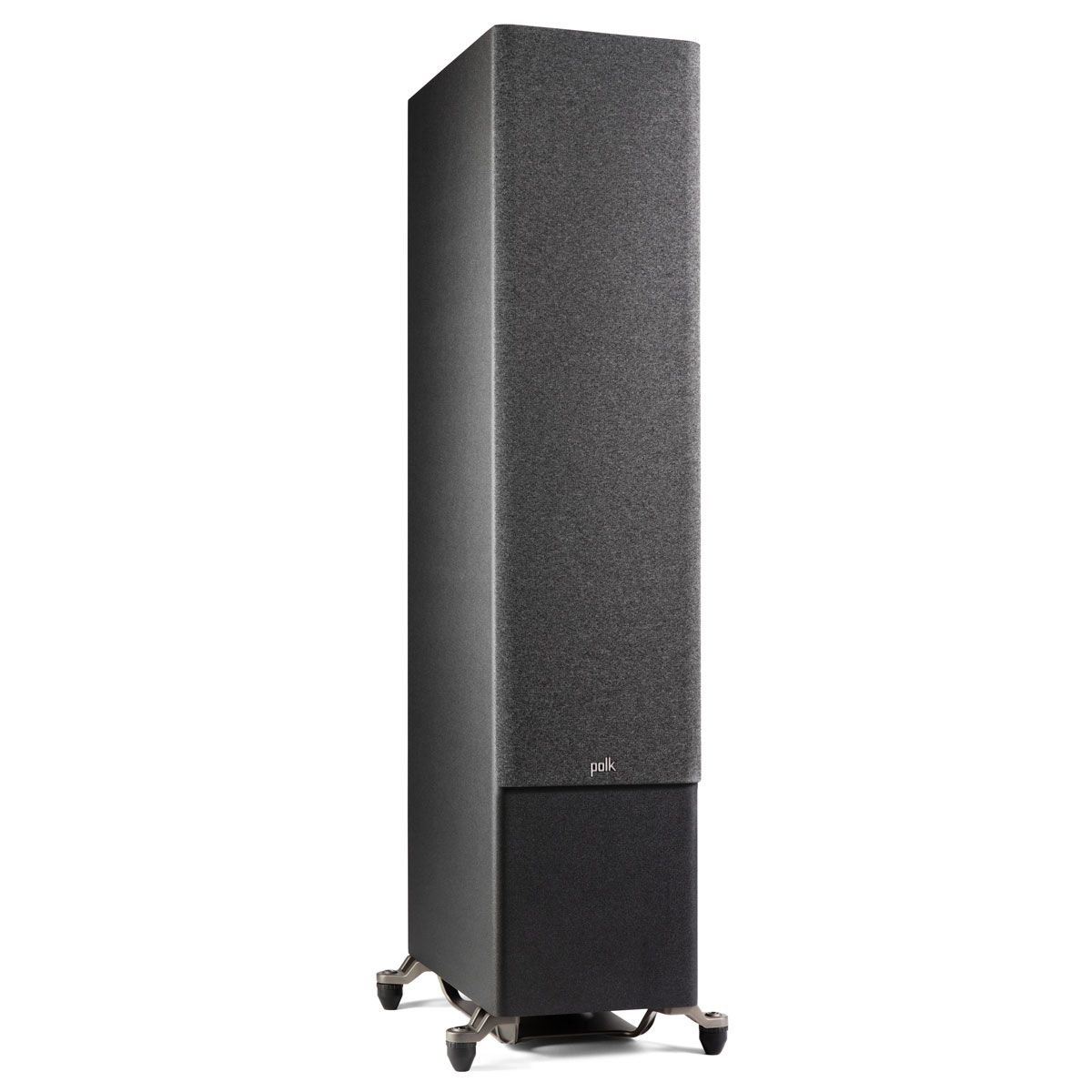 Polk Audio Reserve R700 Floorstanding Speaker, Black, front right angle with grille