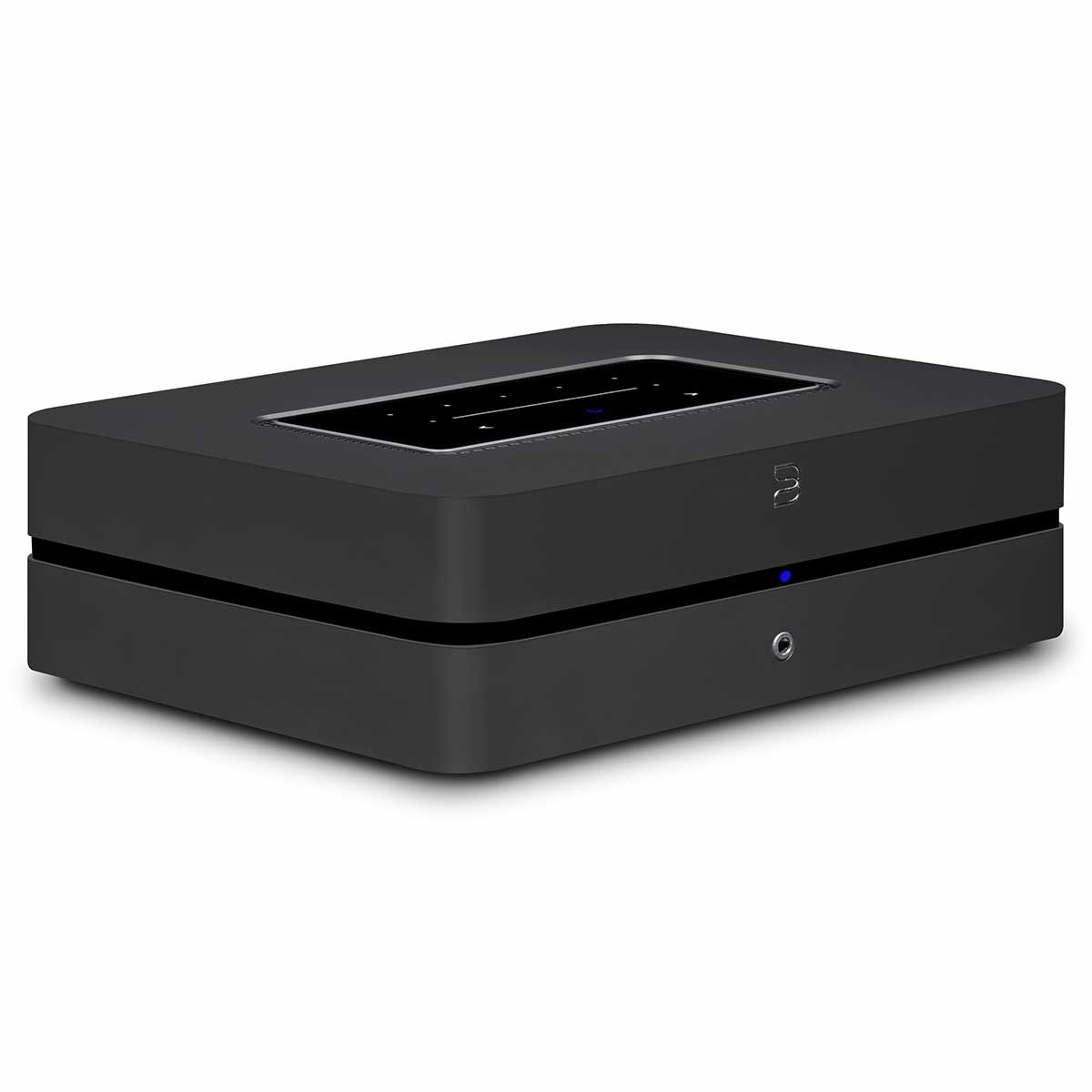 Bluesound PowerNode Wireless Music Streaming Amplifier, Black, front angle