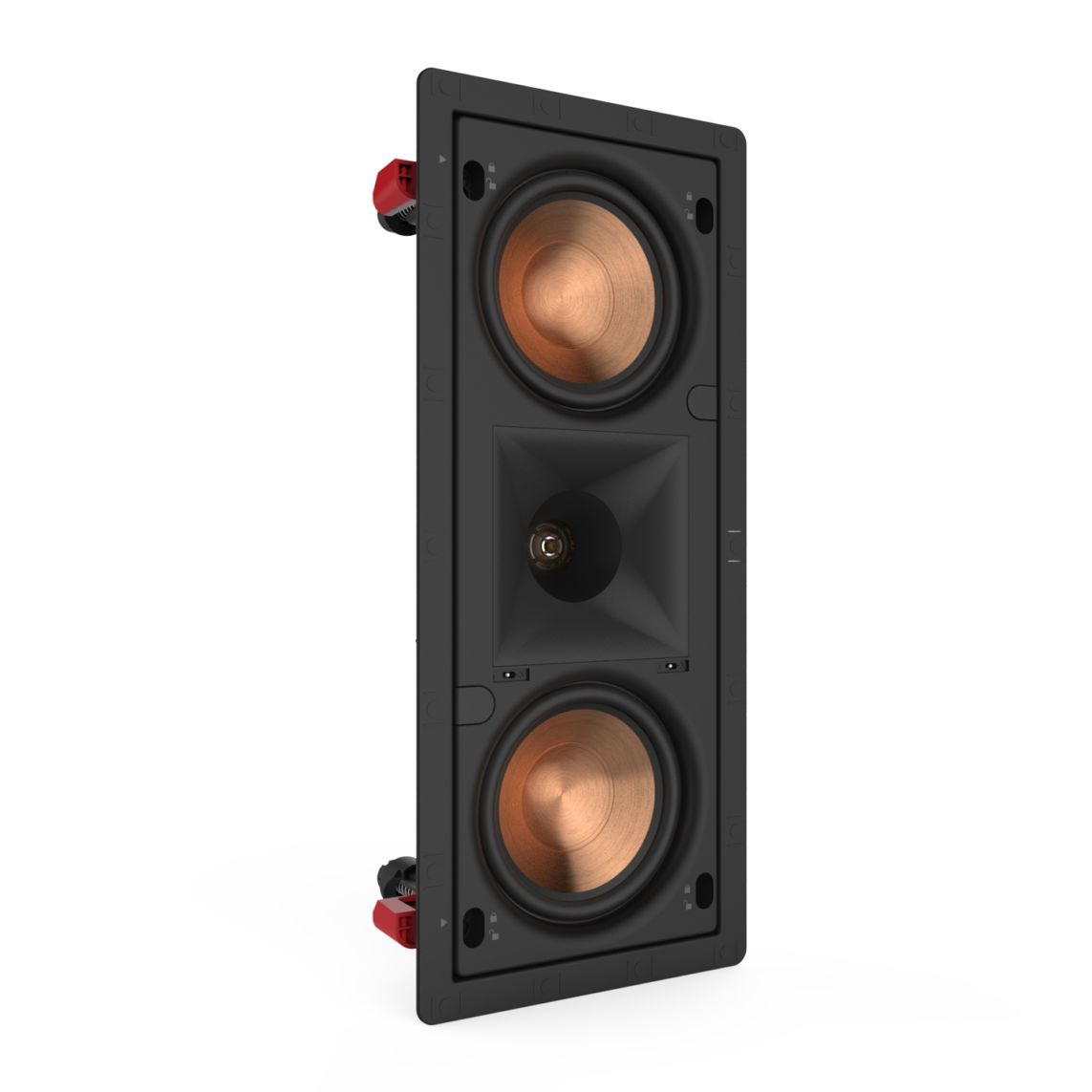 Klipsch PRO-250RPW In-Wall LCR Speaker angled front view with grill off