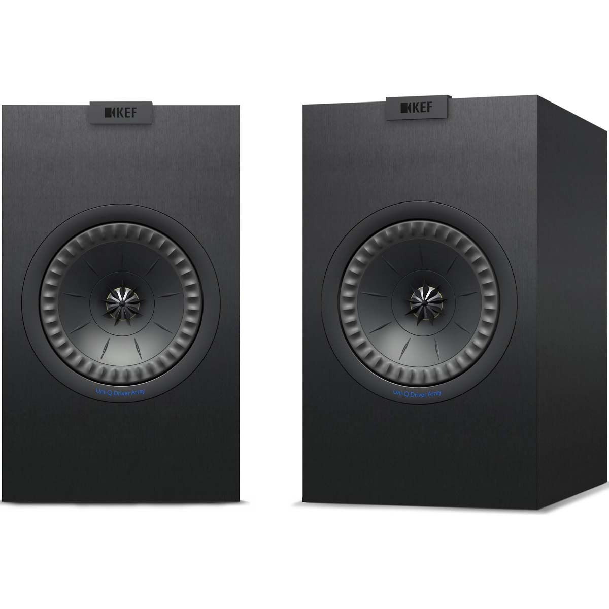 KEF Q150 Bookshelf Speakers - Black - Pair - front view of pair without grilles