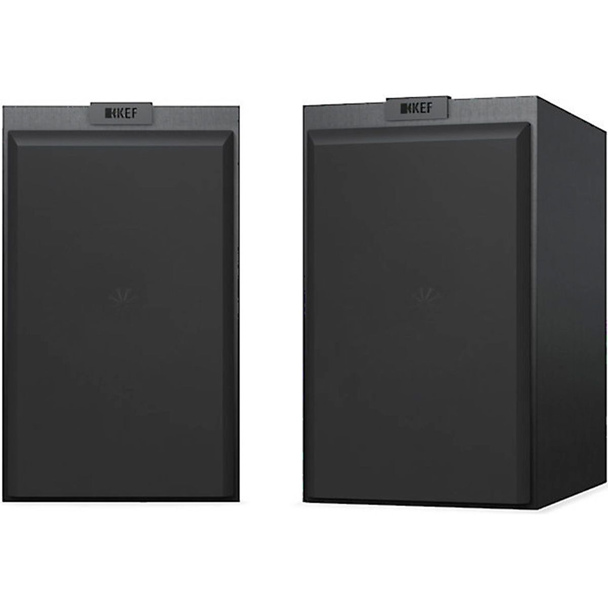 KEF Q150 Bookshelf Speakers - Black - Pair - front view of pair with grilles