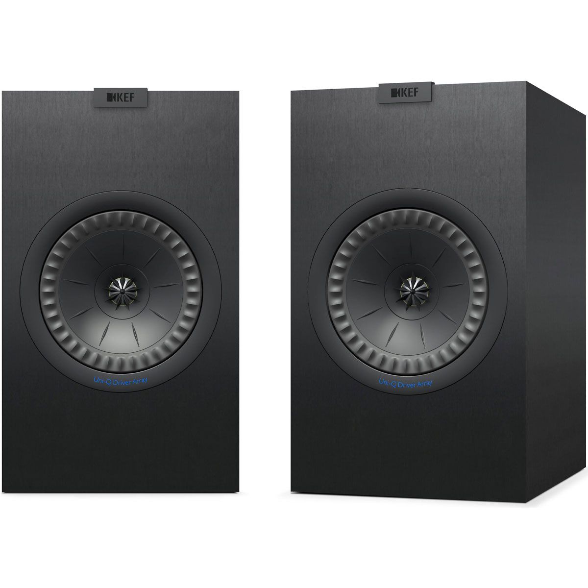KEF Q350 Bookshelf Speaker - Black - Pair - front view of pair without grilles