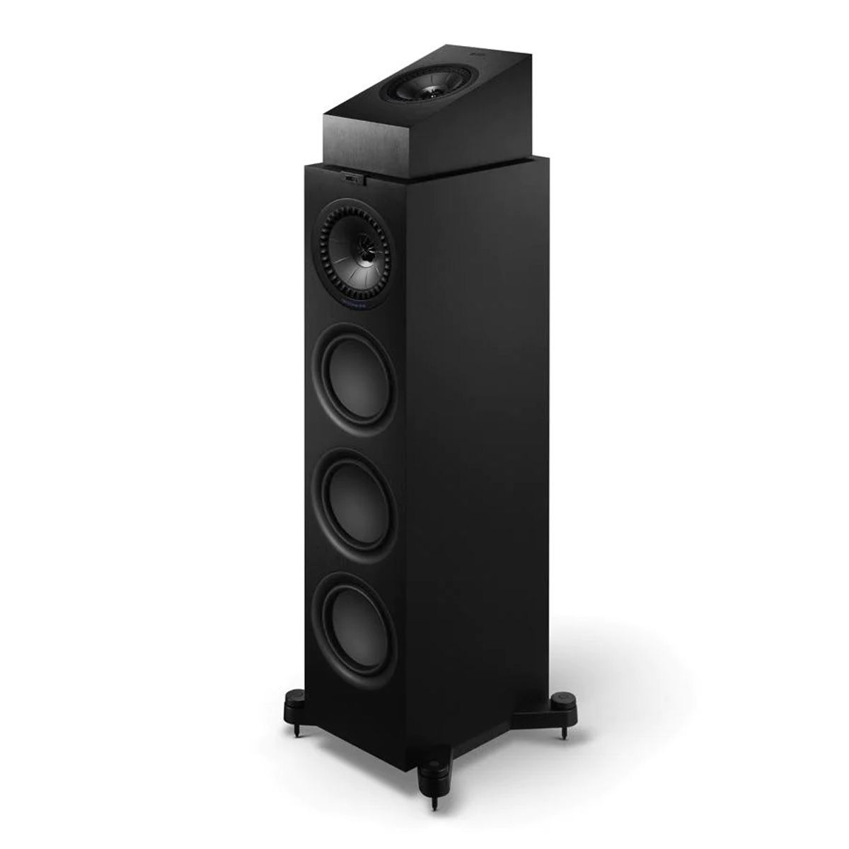 KEF Q50a Dolby Atmos-Enabled Surround Speaker - Pair on top of tower speaker without grille