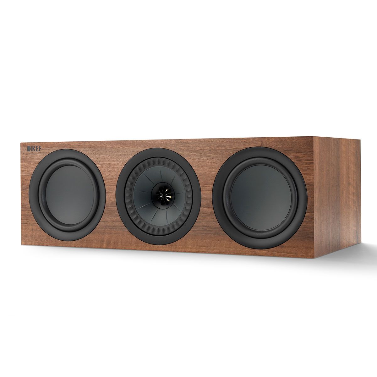 KEF Q650c Center Channel Speaker walnut angled front view