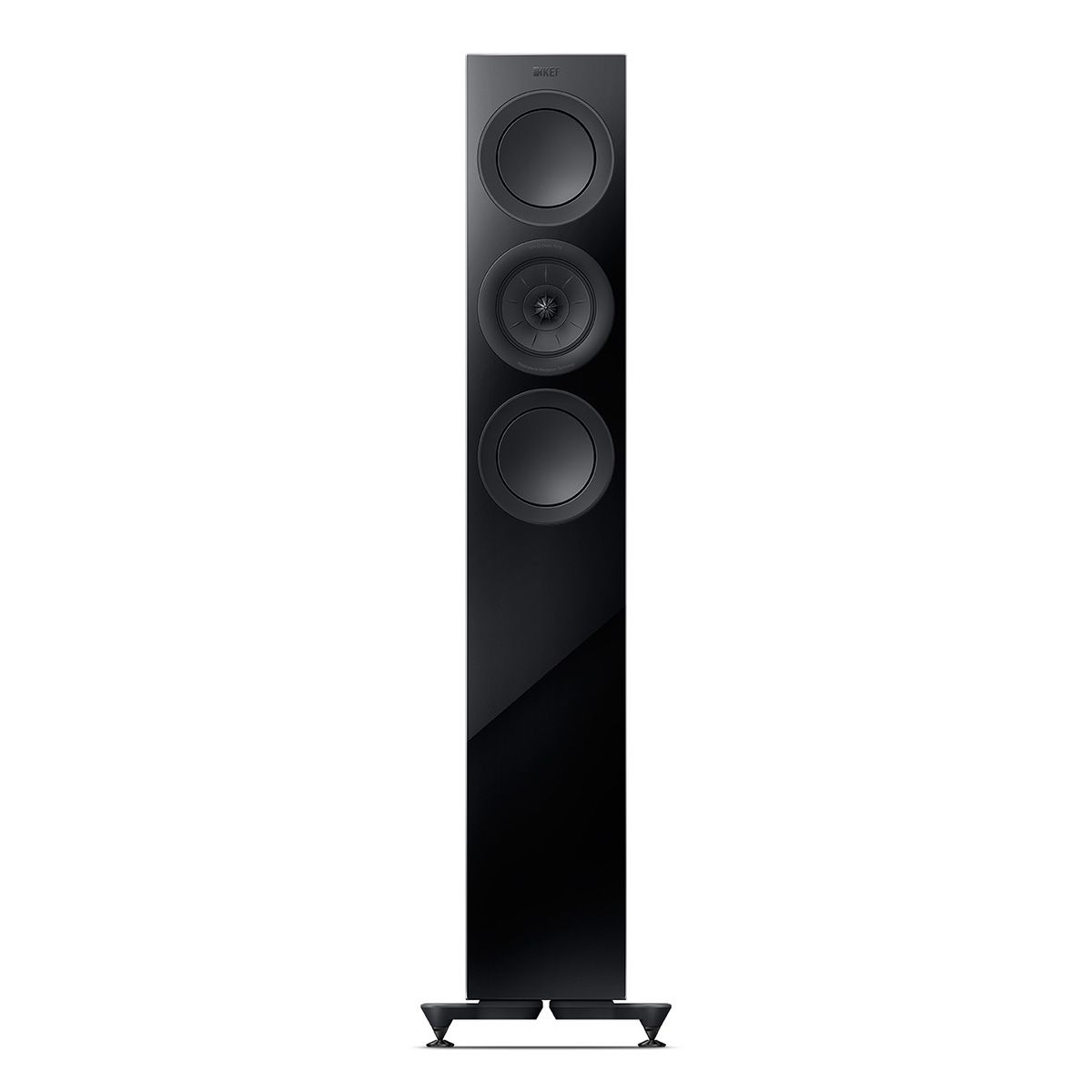 KEF R5 Meta Tower Speaker - Each black front view without grille