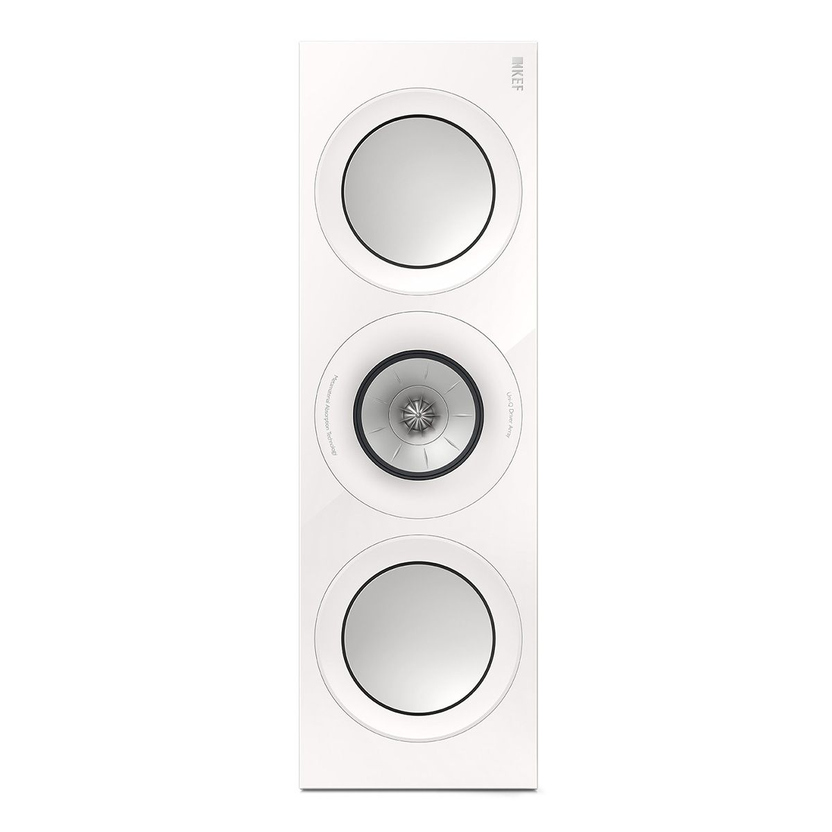 KEF R6 Meta LCR Speaker - Each white front view in vertical orientation without grille