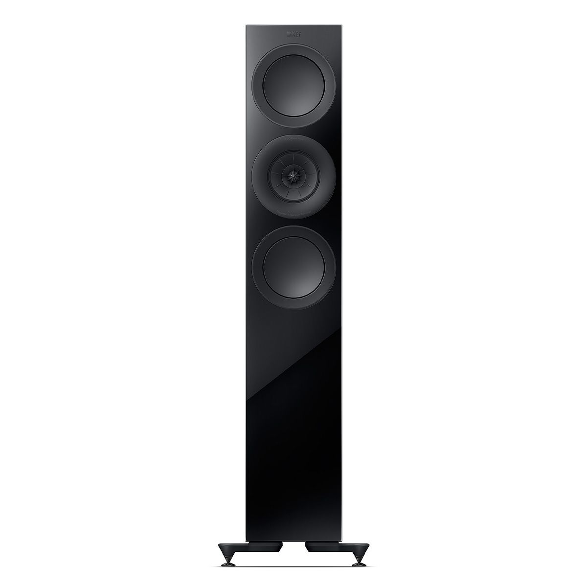 KEF R7 Meta Tower Speaker - black front view without grille