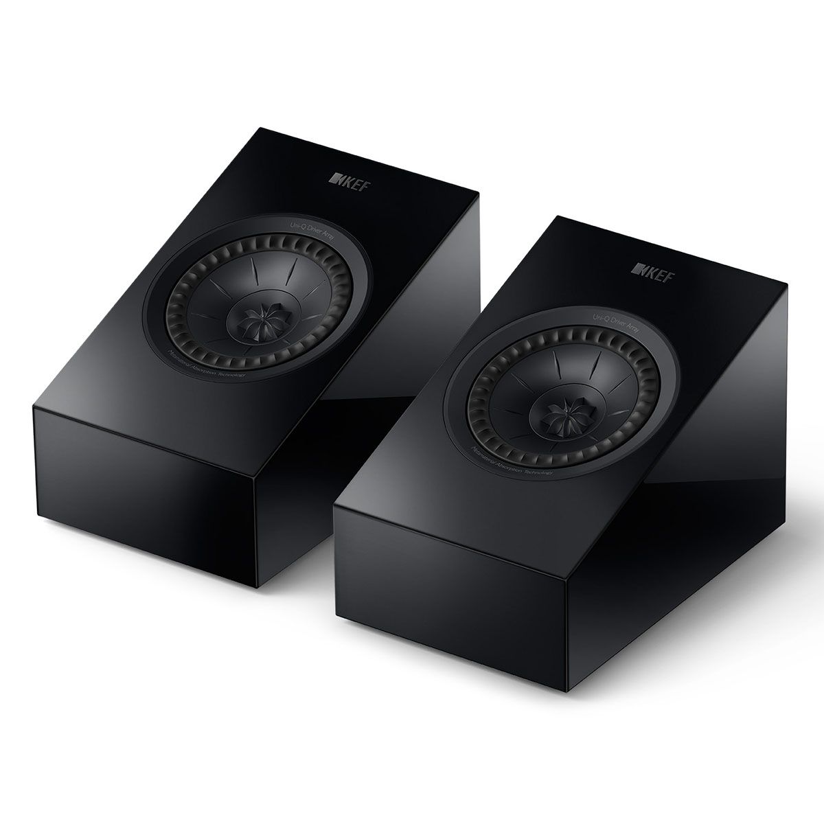 KEF R8 Meta Surround Speakers - Pair black angled front view without grilles