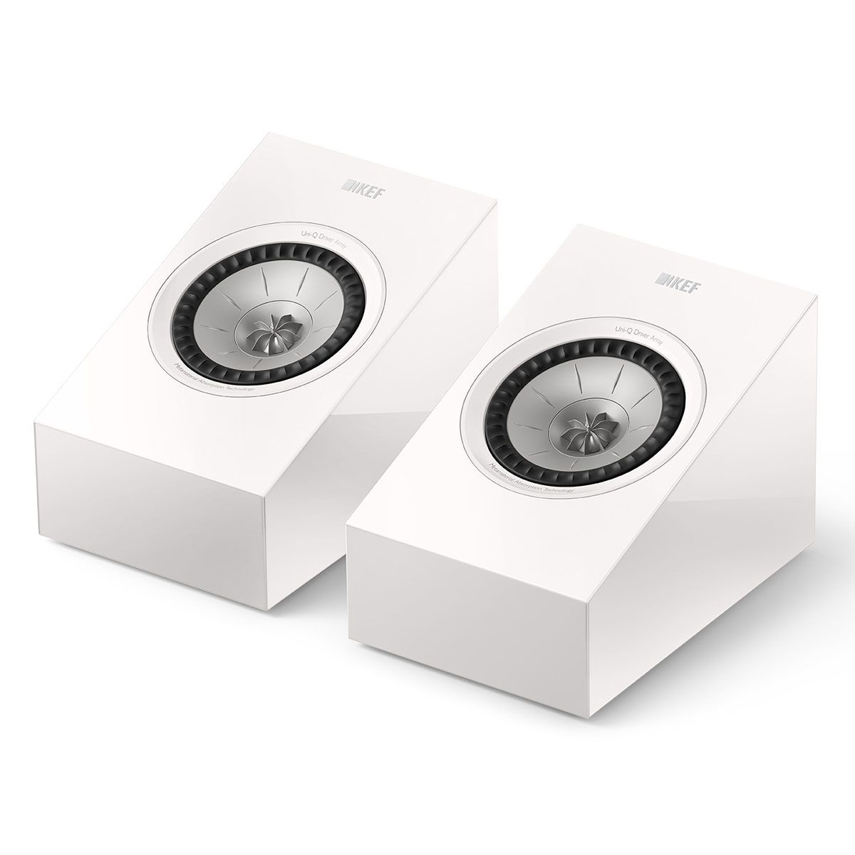 KEF R8 Meta Surround Speakers - Pair white angled front view without grilles
