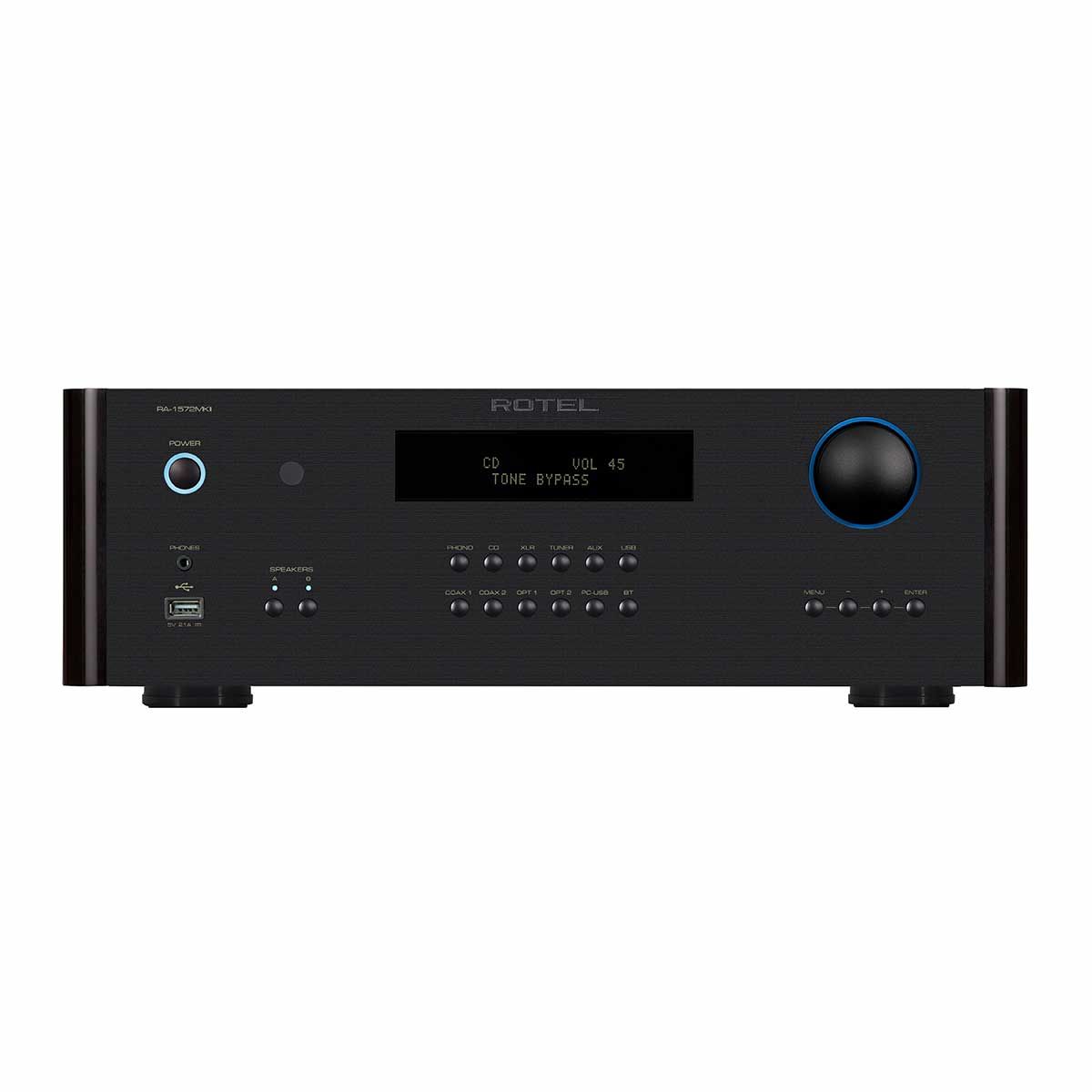 Rotel RA-1572 MKII Integrated Amplifier, Black, front view