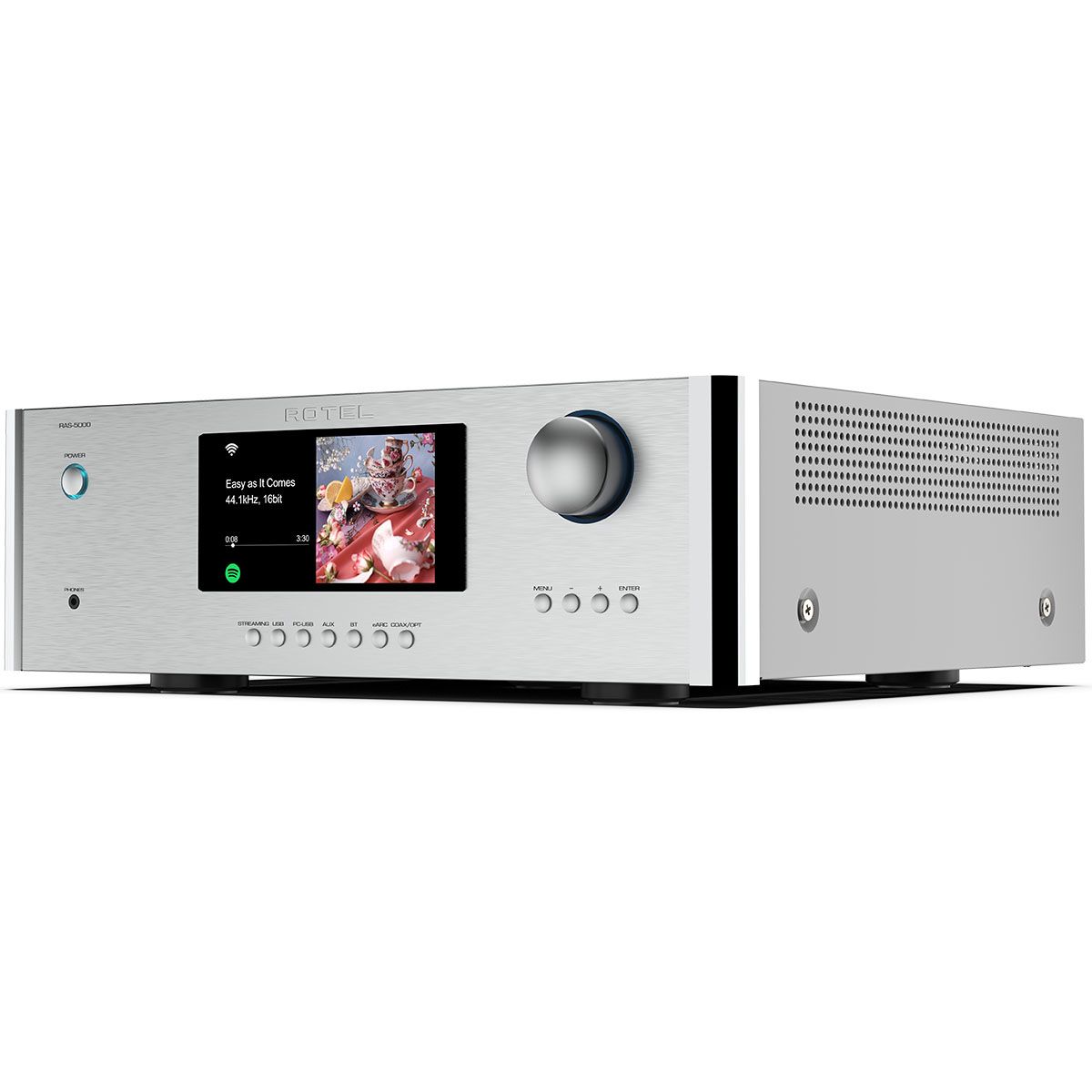 Rotel RAS-5000 Amplified Streamer - Silver angled right front view