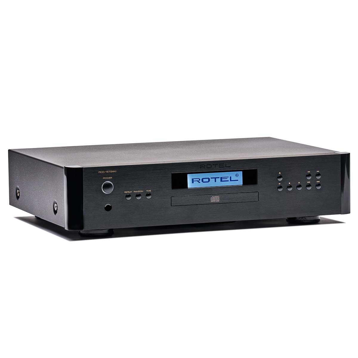 Rotel RCD-1572 MKII CD Player, Black, front angle view