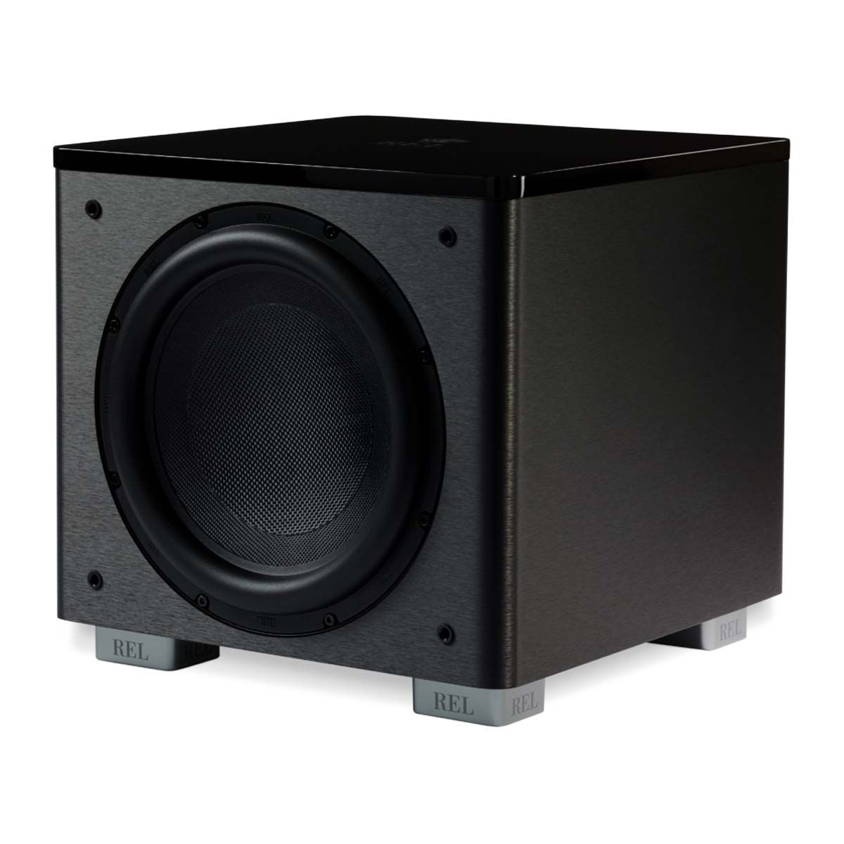 REL Acoustics HT/1205 MKII Subwoofer - angled front view without grille