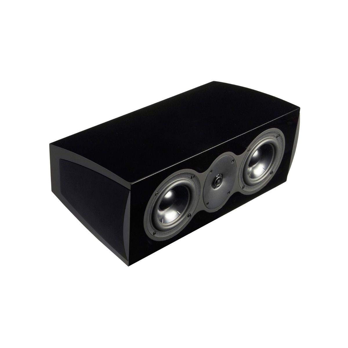 Revel C205 2-way Center Channel Loudspeaker - Gloss Black, no grille - angled front view