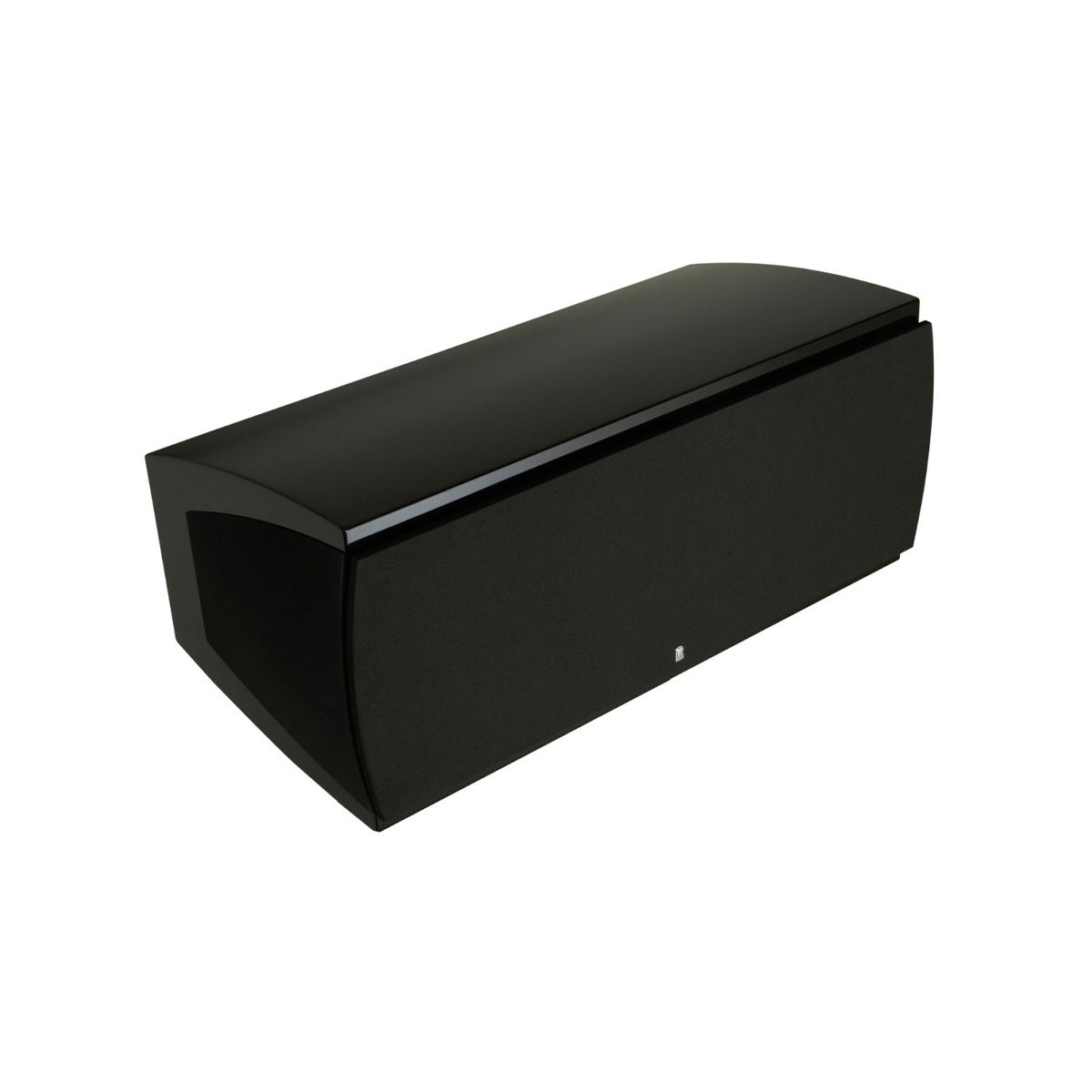 Revel C208 3-way Center Channel Loudspeaker - Black with grille - angled front view