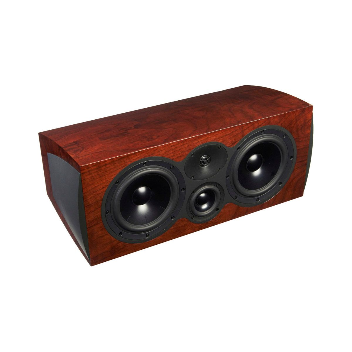 Revel C208 3-way Center Channel Loudspeaker - Walnut without grille - angled front view