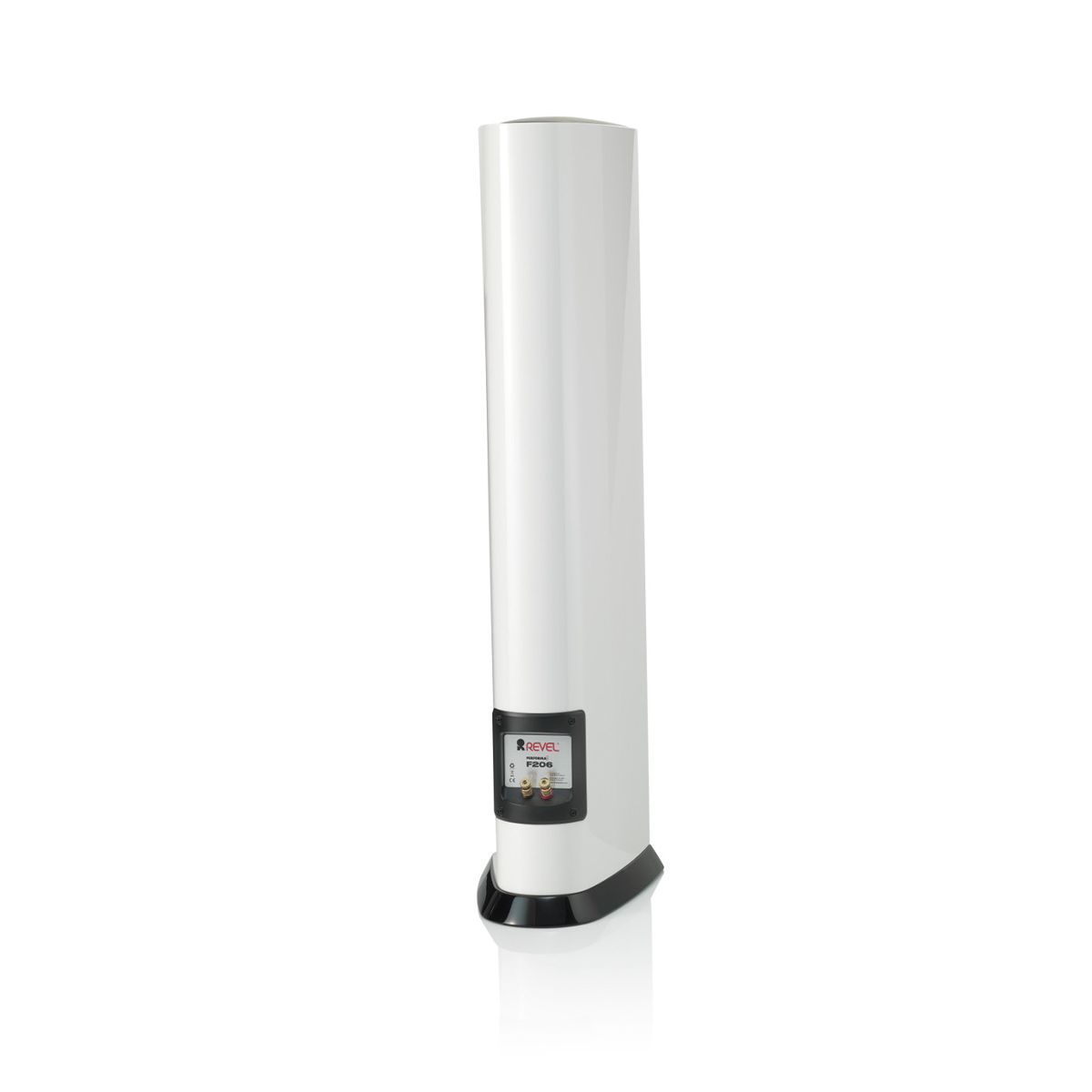 Revel F206 3-Way Floorstanding Tower Loudspeaker - White single - angled rear view