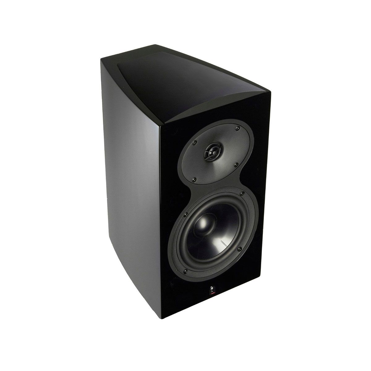 Revel M106 2-Way Bookshelf Monitor Loudspeaker - single black without grille - angled front view