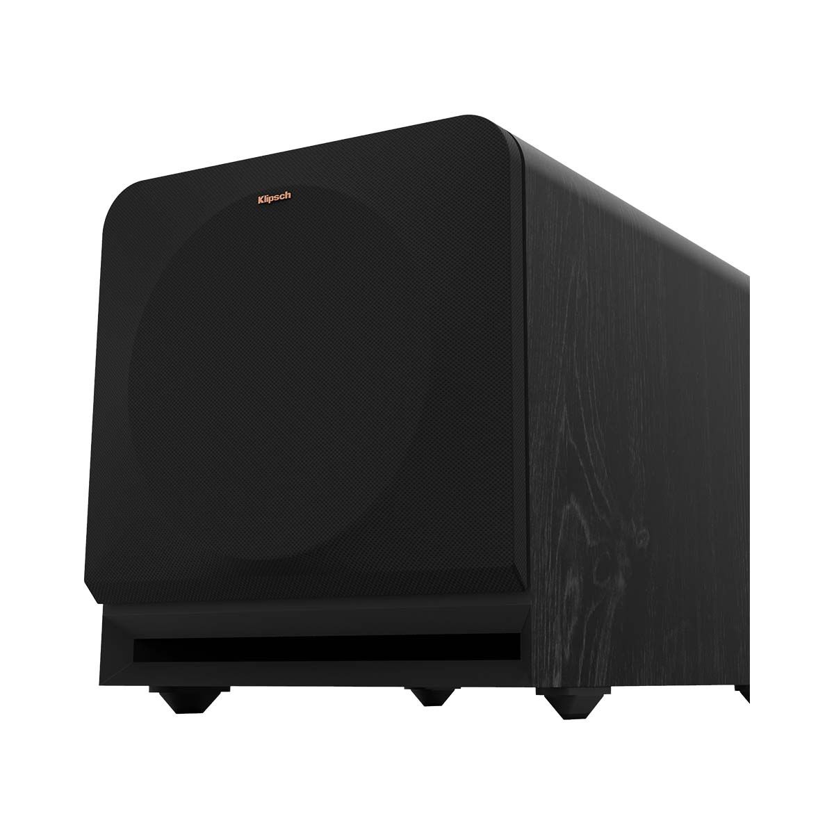 Klipsch RP-1000SW 10" Powered Subwoofer - Ebony - angled front right view with grille