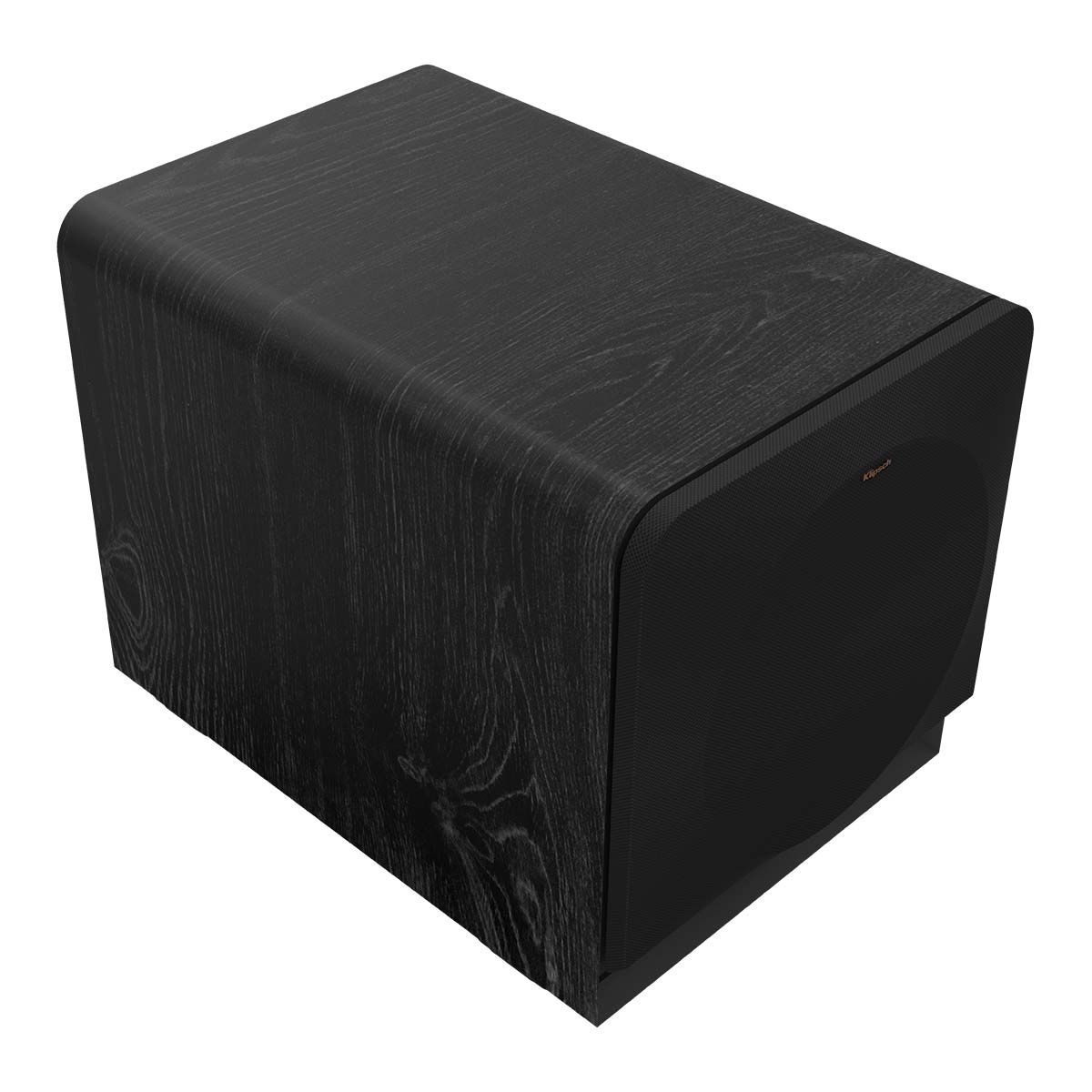 Klipsch RP-1200SW 12" Powered Subwoofer - Ebony - angled top left view with grille