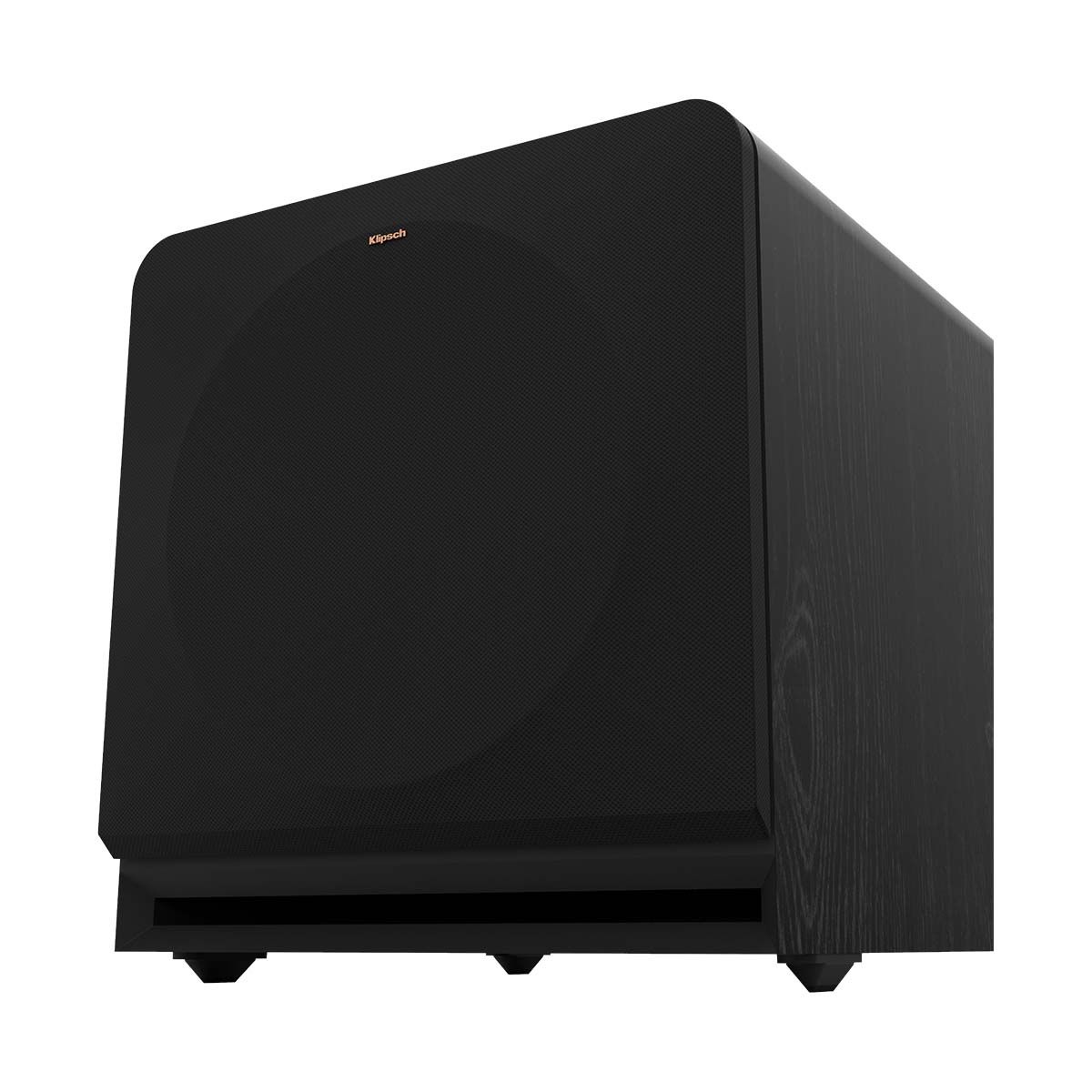 Klipsch RP-1400SW 14" Powered Subwoofer - Ebony - angled front right view with grille