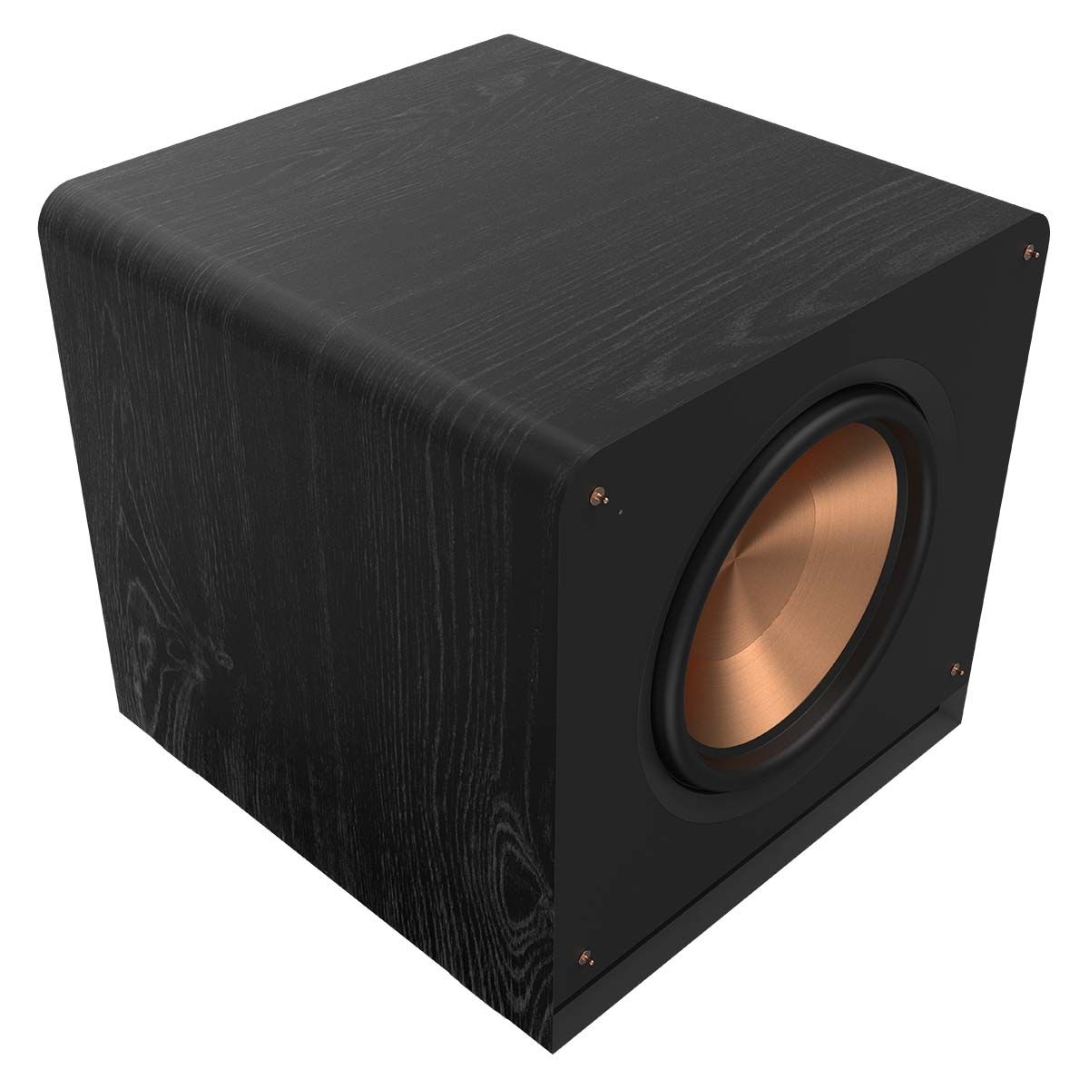 Klipsch RP-1600SW 16" Powered Subwoofer - Ebony - angled top left view without grille