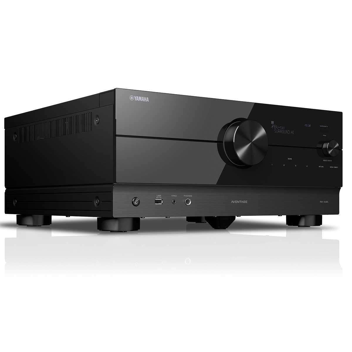 Yamaha Aventage RX-A4A 7.2-Channel A/V Receiver, Black, front angle