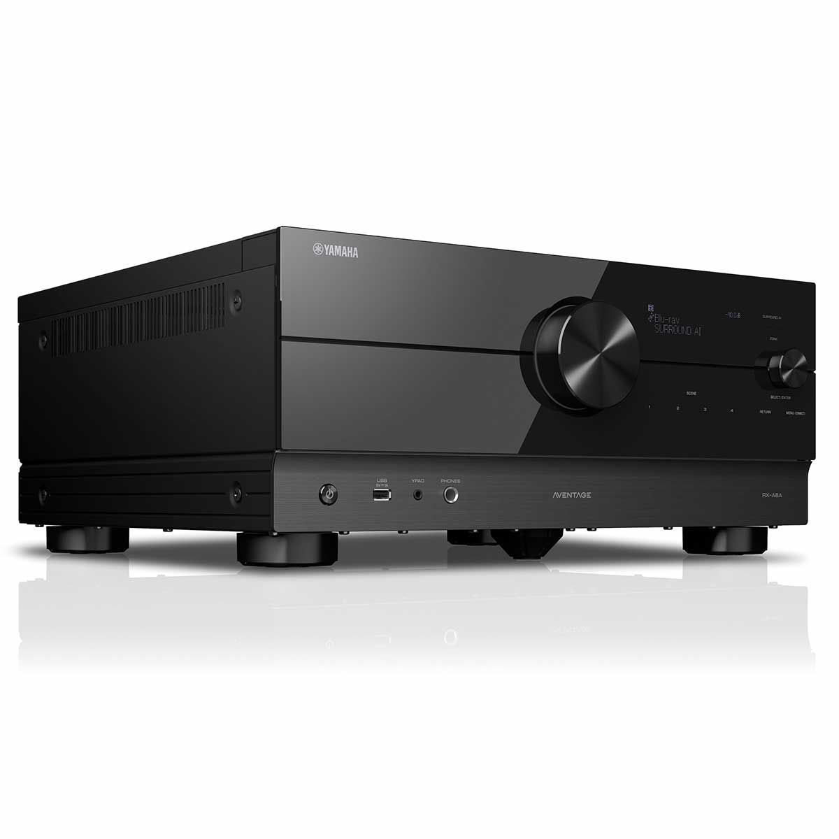 Yamaha Aventage RX-A6A 9.2-Channel A/V Receiver, Black, front angle