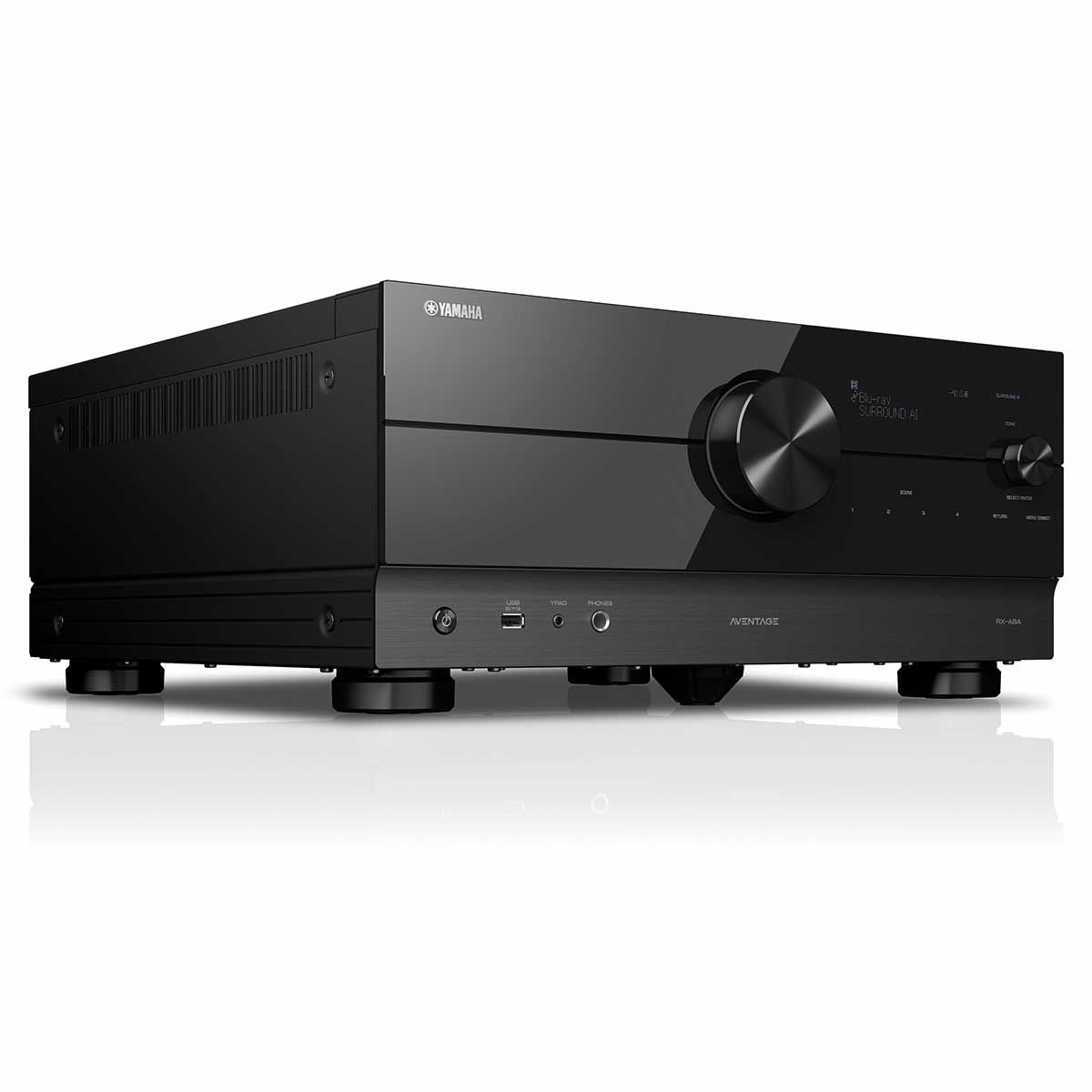 Yamaha Aventage RX-A8A 11.2-Channel Home Theater Receiver, Black, front right angle