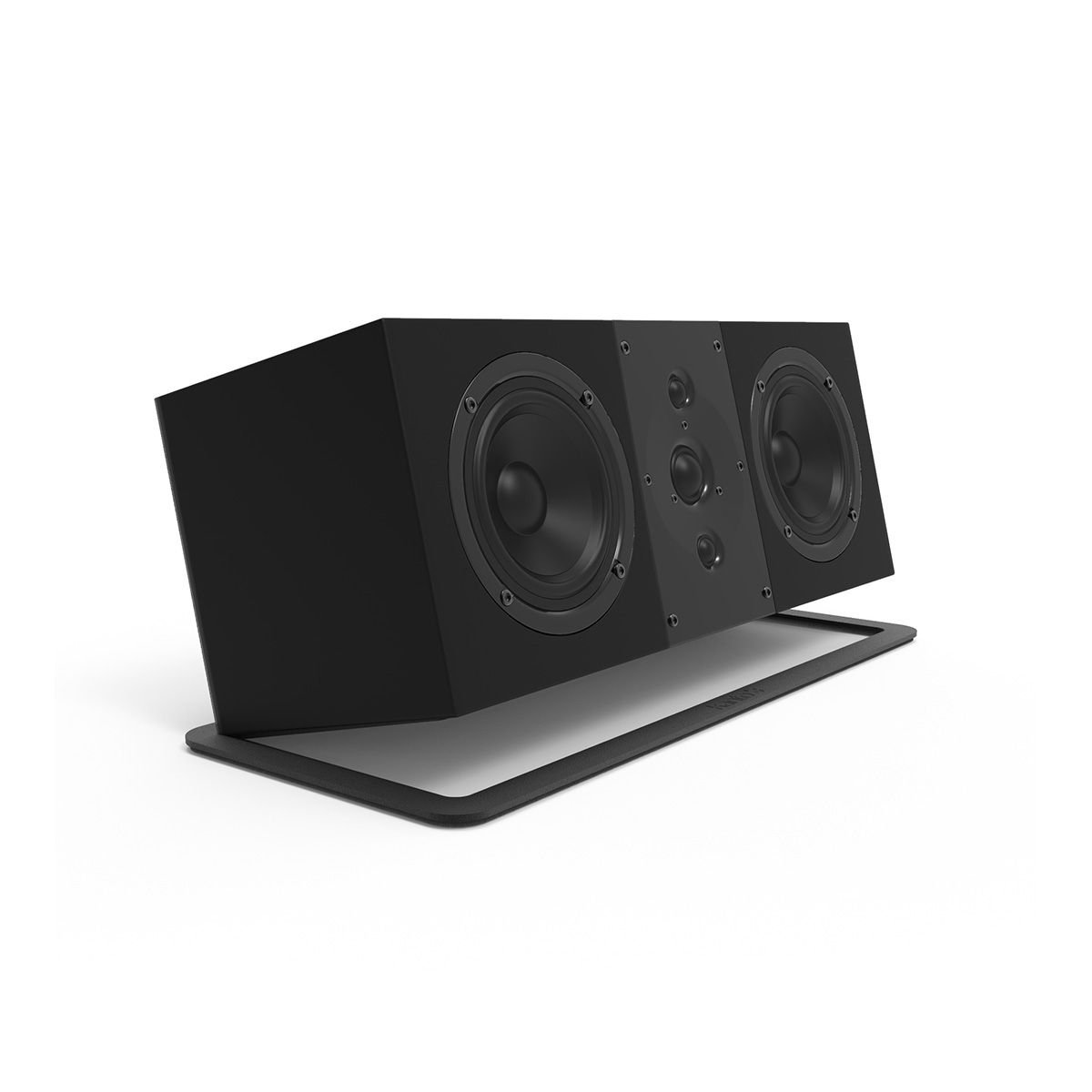 Kanto S10 Center Channel Speaker Stand - Black angled left front view with center channel