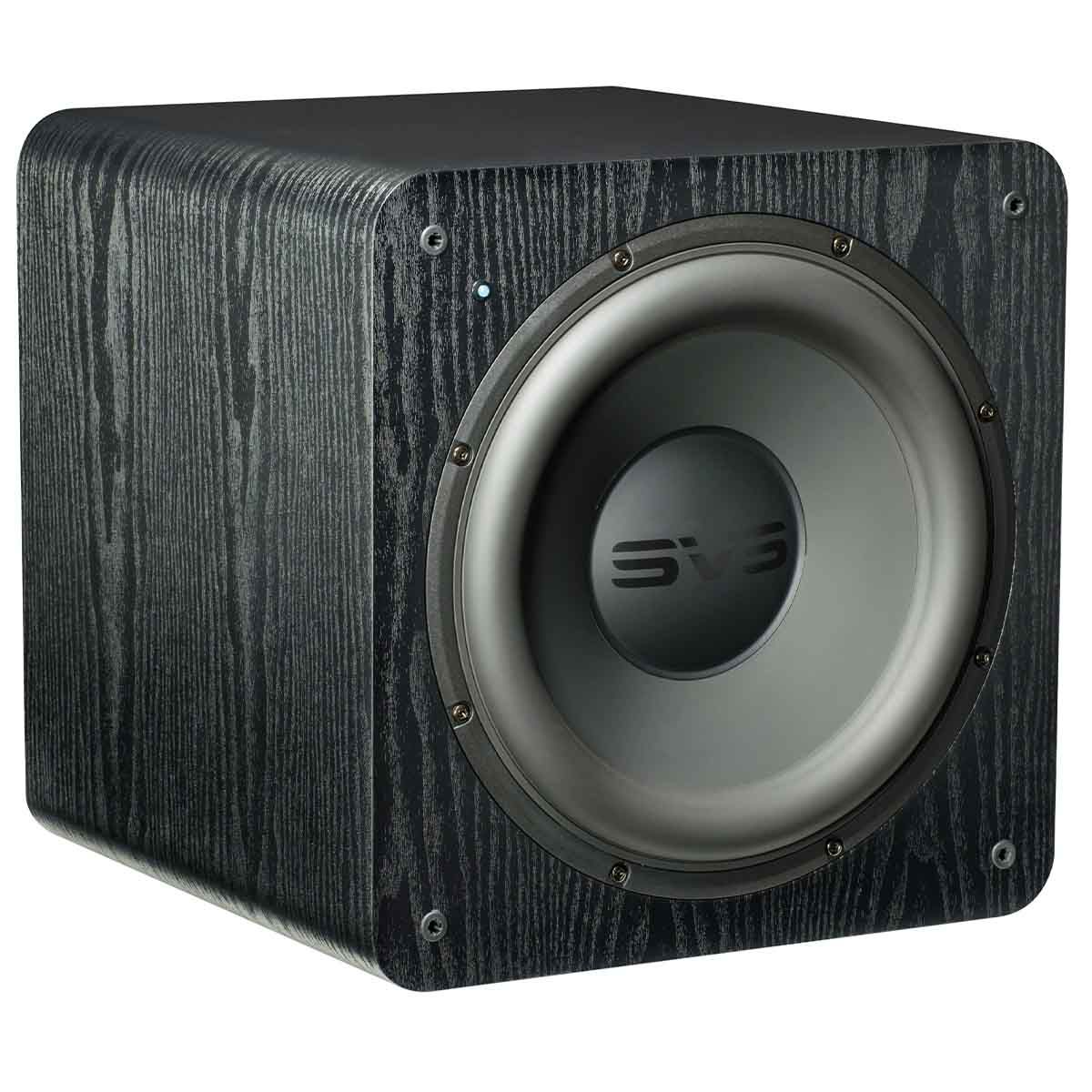 SVS SB-2000 12" Compact Sealed Subwoofer - Premium Black Ash - angled top view without grille