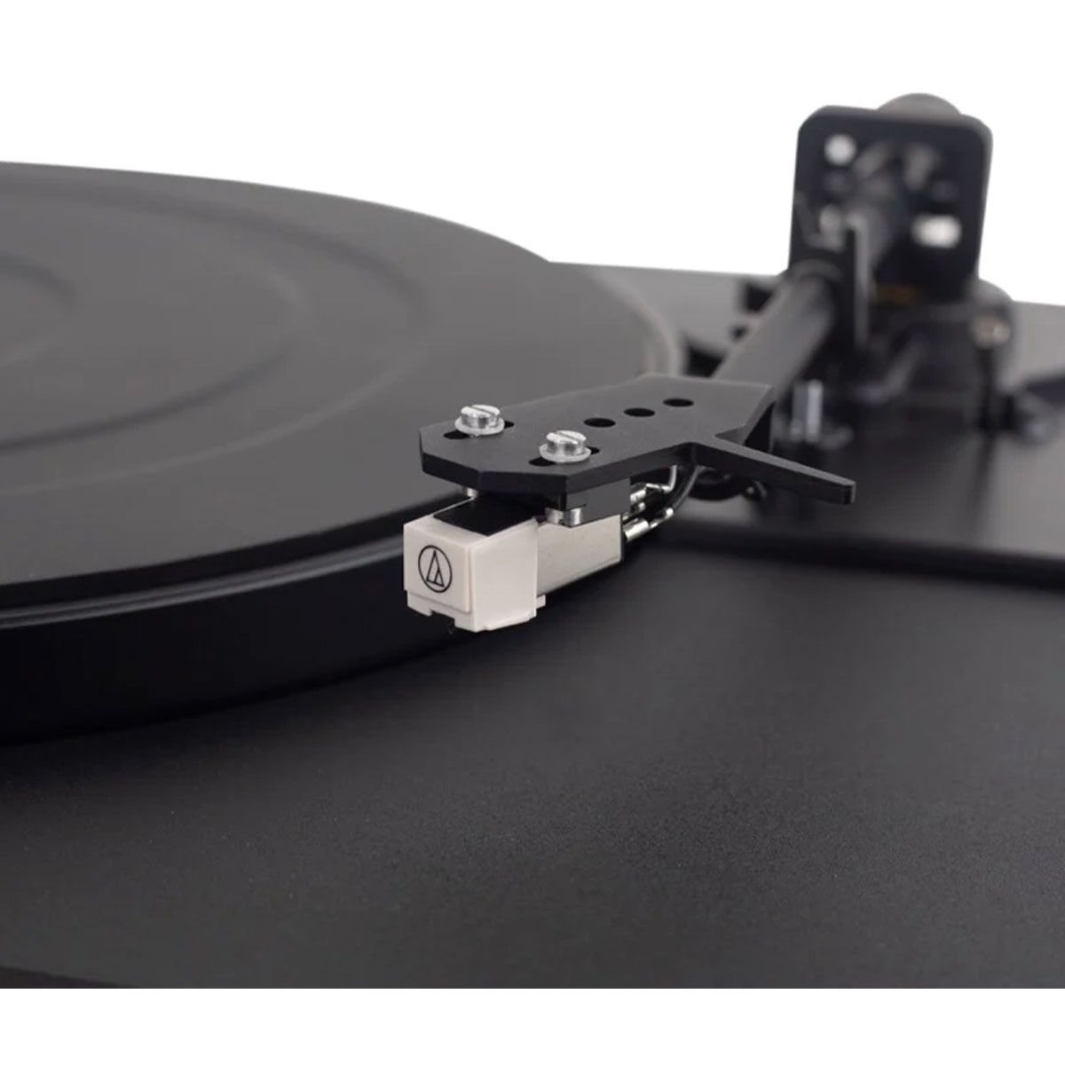Andover Audio SpinDeck 2 Semi-Automatic Turntable - black with no dustcover - zoomed tonearm view