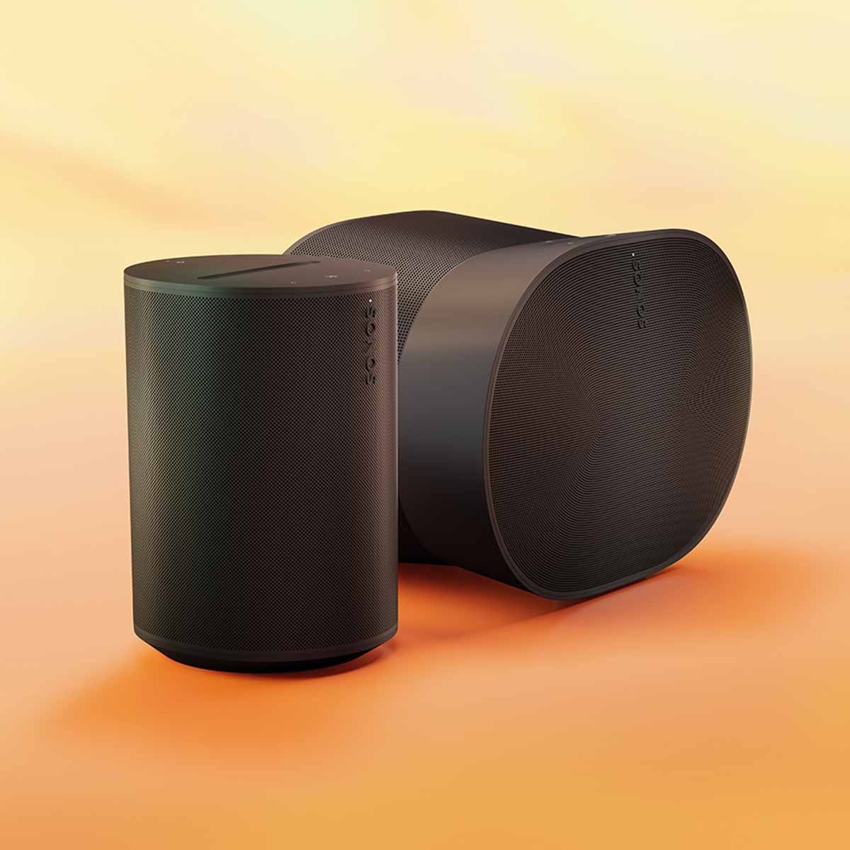 Sonos Era 100 Smart Speaker - Black - with Era 300 on tie die background
