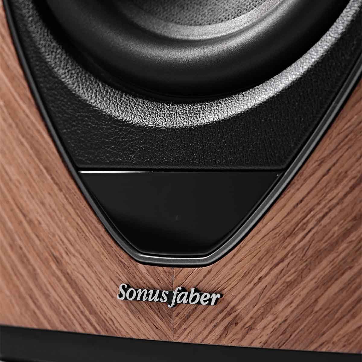Sonus Faber Duetto Wireless Speaker System close-up of Sonus Faber logo