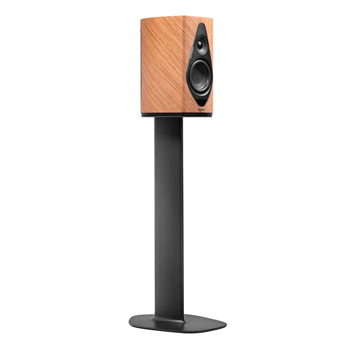 Sonus Faber Duetto Speaker Stands - Pair angled front view of single stand with Walnut Duetto