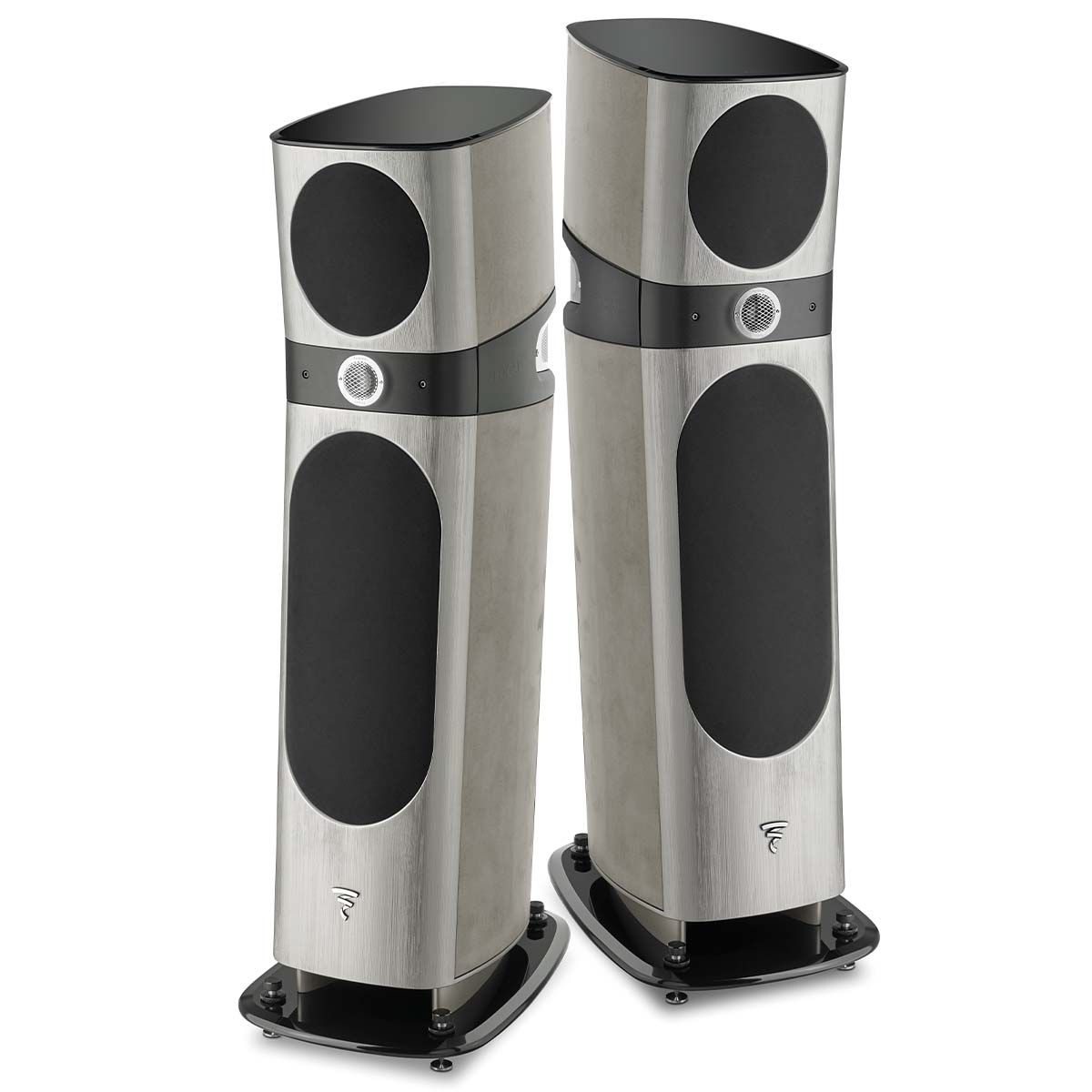 Focal Naim 10th Anniversary Edition Bundle - front view of Focal speaker pair with grilles