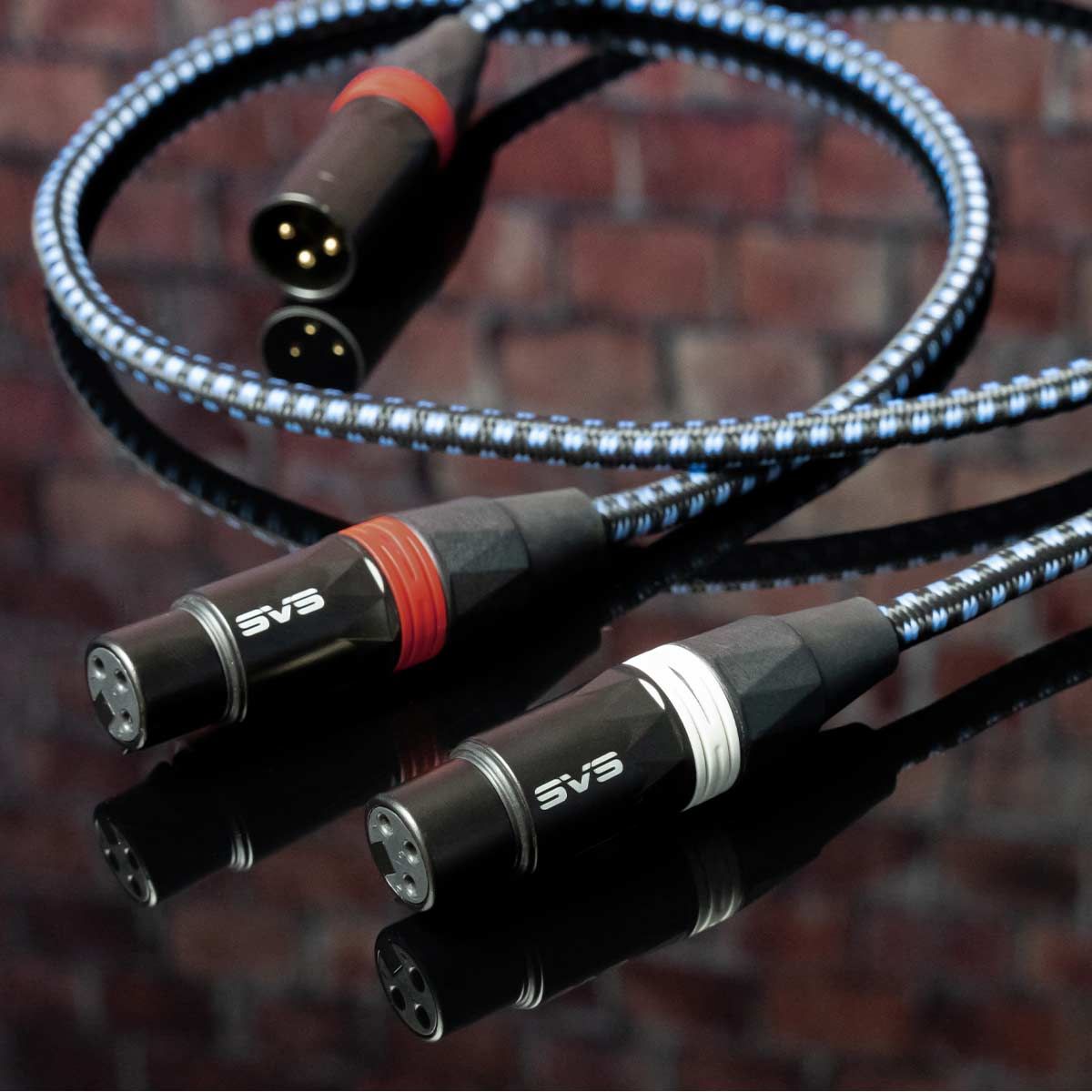 SVS SoundPath XLR Balanced XLR Audio Cable - Pair - laying on table
