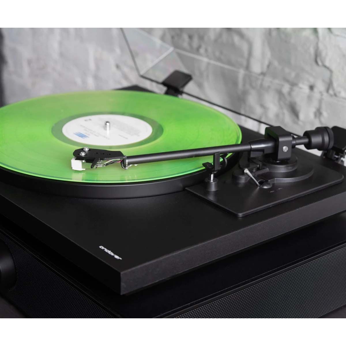 Andover Audio SpinDeck 2 Semi-Automatic Turntable - black with open dustcover - lifestyle image
