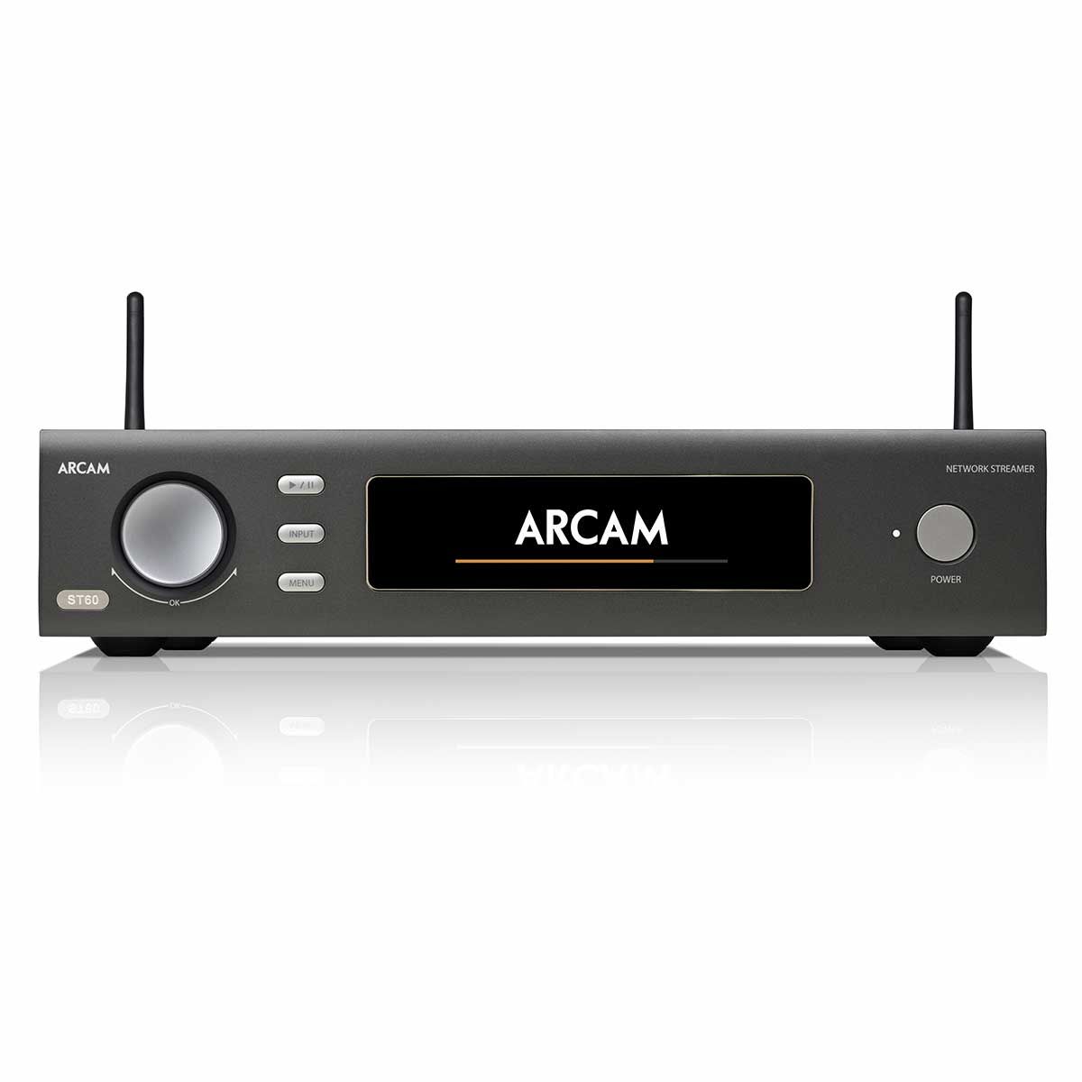 Arcam ST60 Streamer, Black, front view with antennae