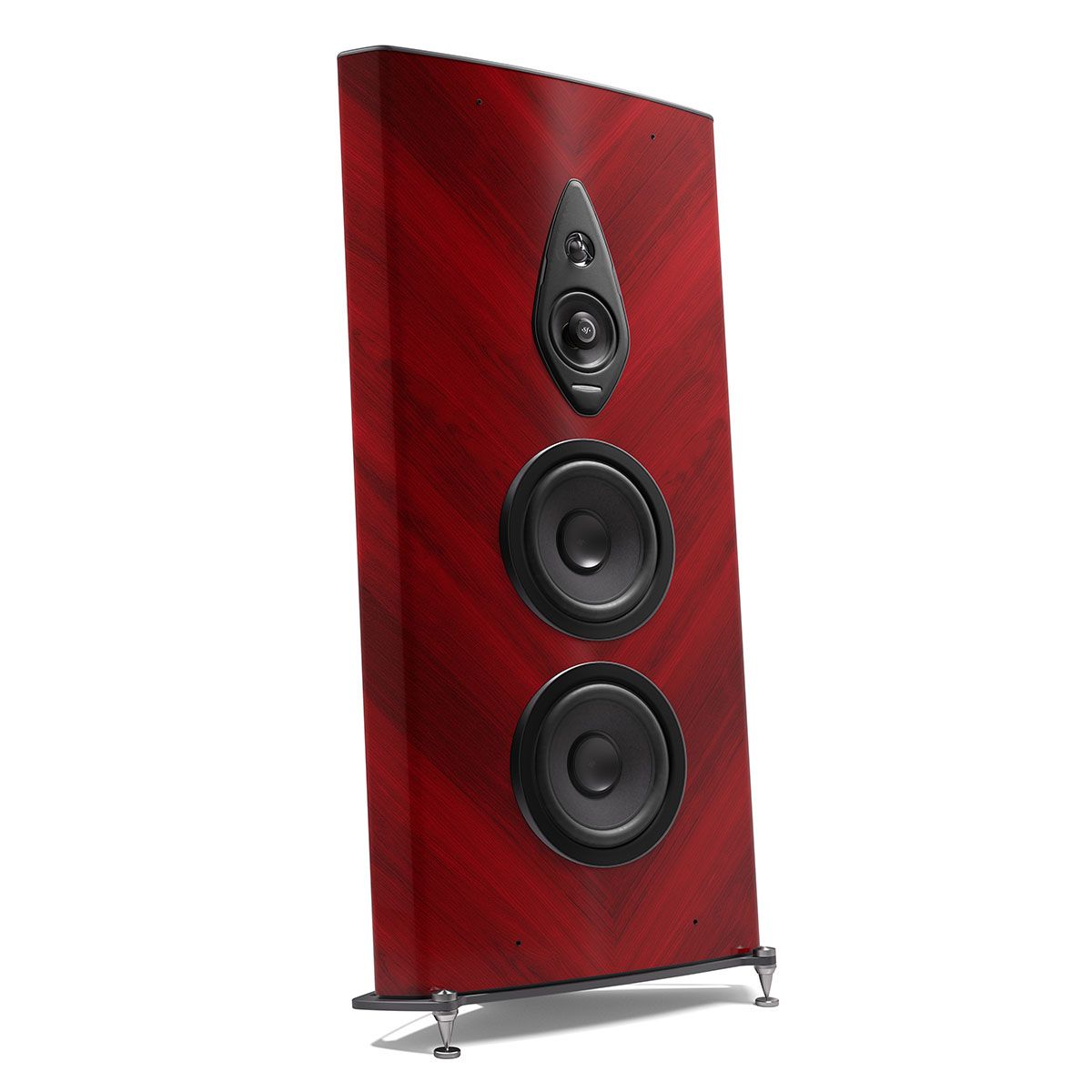 Sonus Faber Stradivari Gen2 - Red High Gloss - Pair angled front view without grille