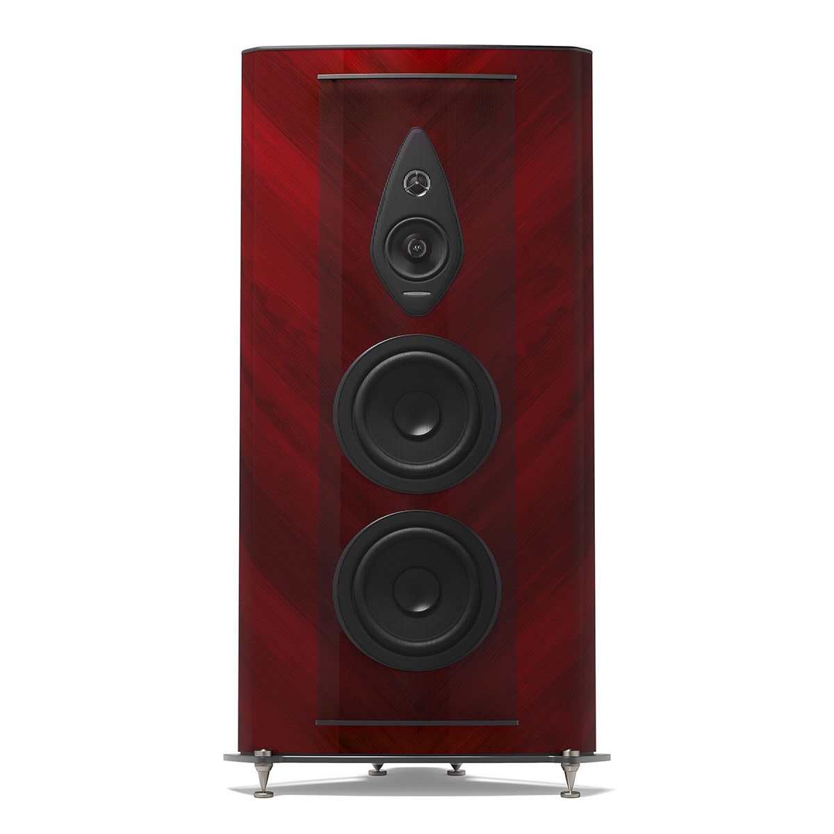 Sonus Faber Stradivari Gen2 - Red High Gloss - Pair front view with grille