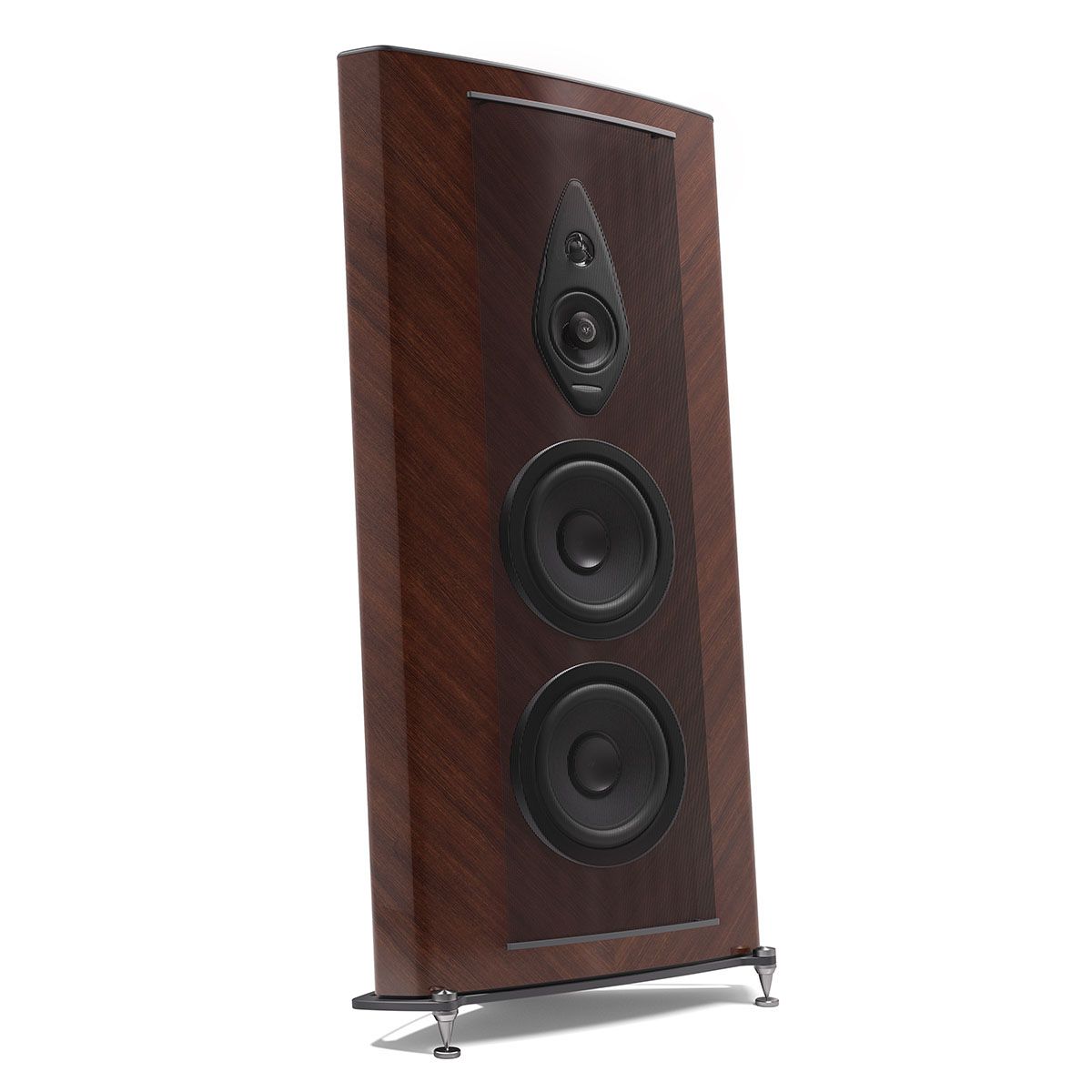 Sonus Faber Stradivari Gen2 - Wenge High Gloss - Pair angled front view with grille