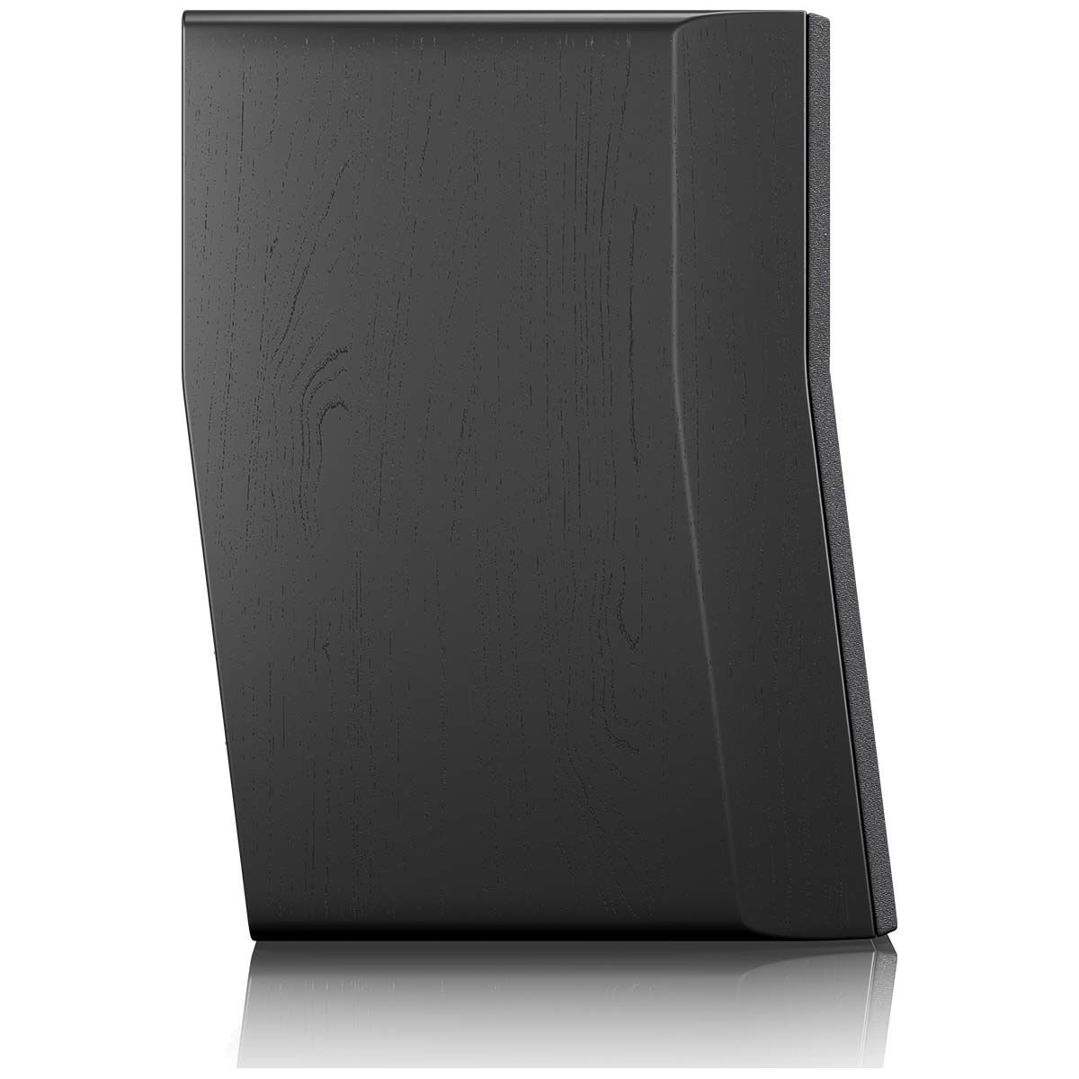 SVS Ultra Evolution Bookshelf Speaker - single black oak with grille - angled rear view without components