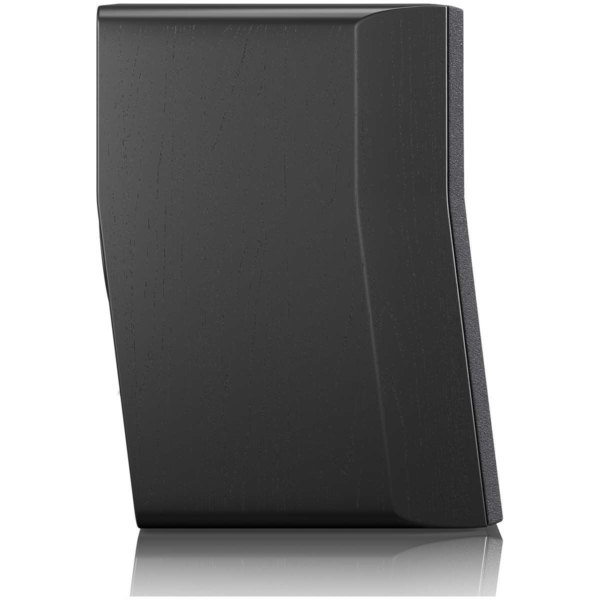 SVS Ultra Evolution Nano Bookshelf Speaker - single black oak with grille - angled rear view without components